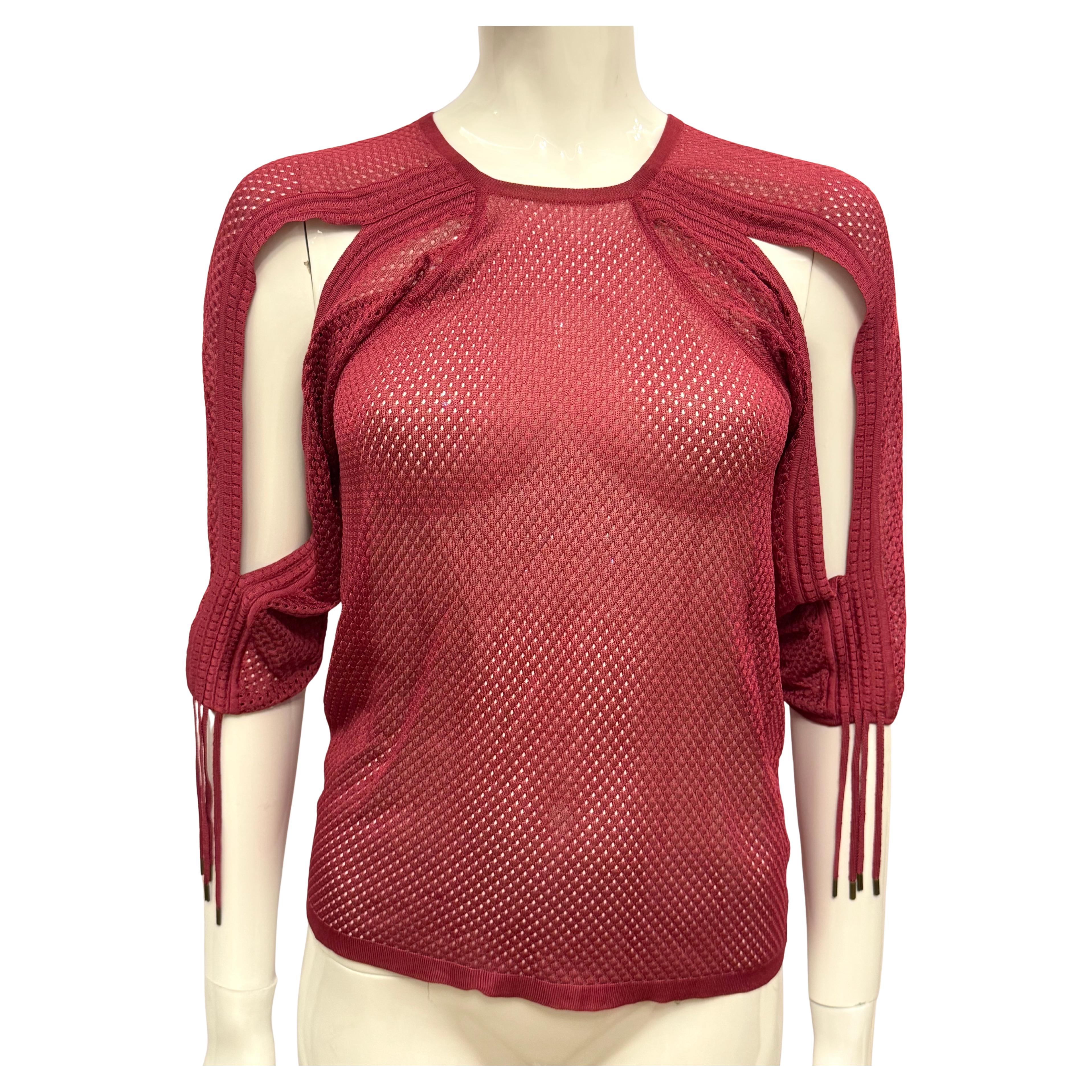 Christian Dior by John Galliano F/W 2002 raspberry sport mesh top
