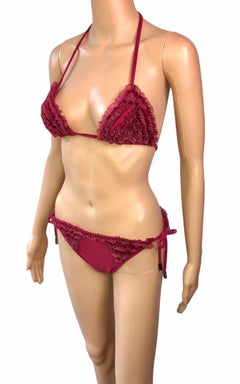 Christian Dior By John Galliano F/W 2002 Ruffles Bikini Swimwear 2 Piece Set
