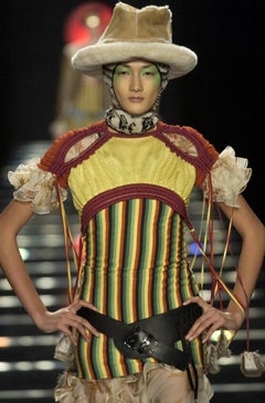 Christian Dior by John Galliano F/W 2002 runway black leather corset belt