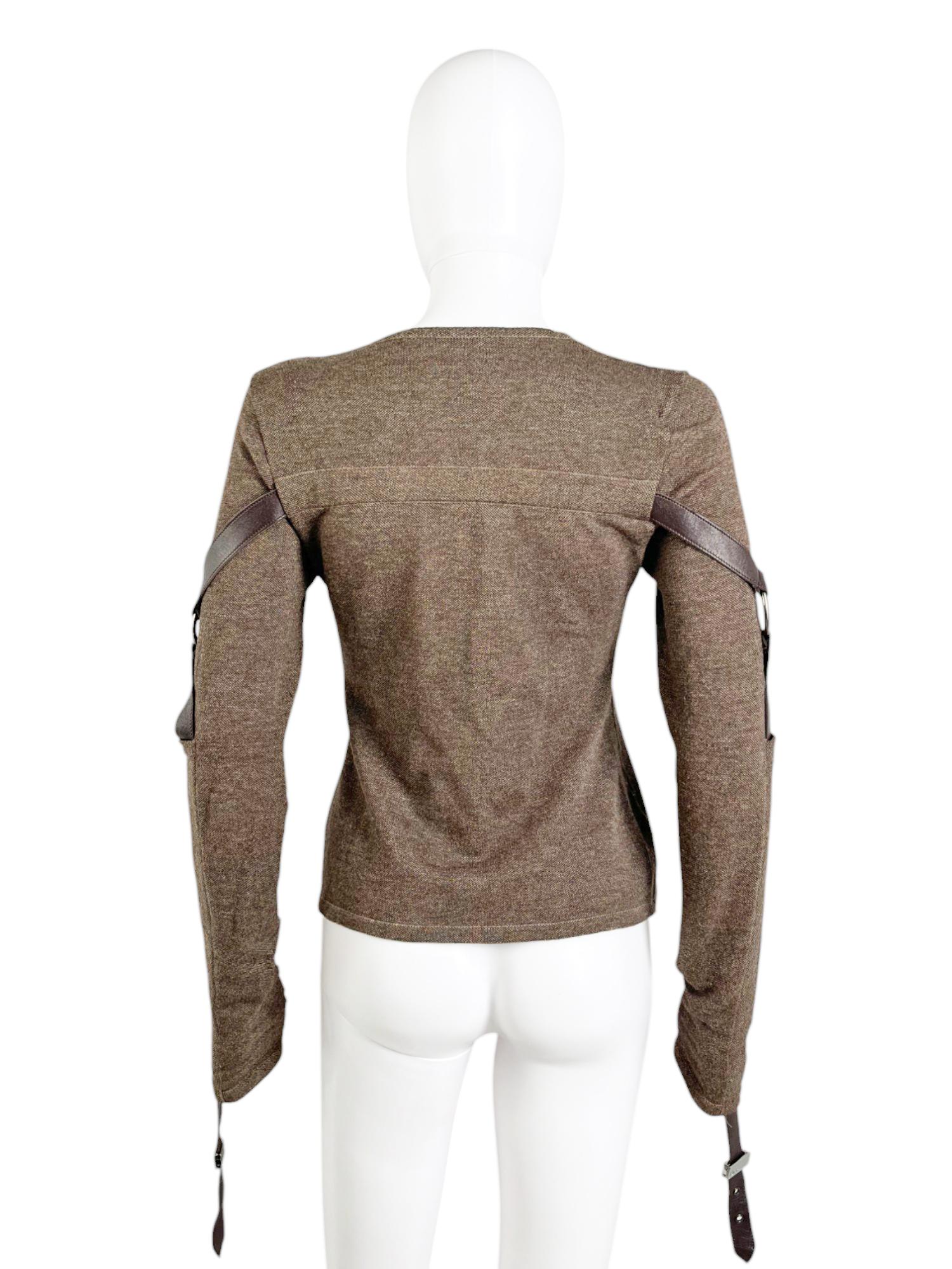 Christian Dior by John Galliano F/W 2003 Suéter Bondage Marrón con Cremallera Brown en venta