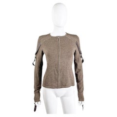 Christian Dior by John Galliano F/W 2003 Brauner Bondage Pullover mit Reißverschluss