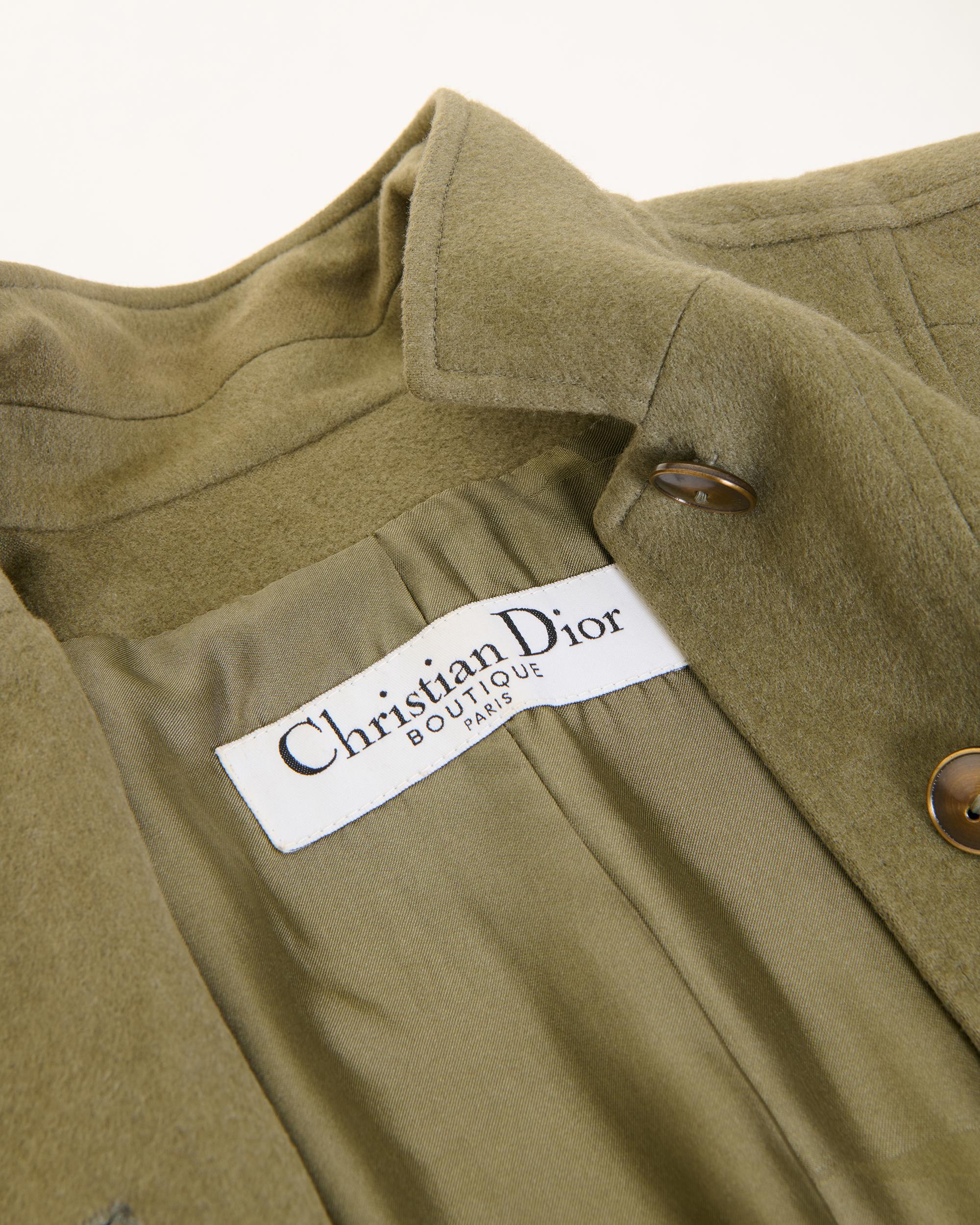 Christian Dior by John Galliano H/W 2003 Khaki cachemire Militärjacke und Auto im Angebot 2