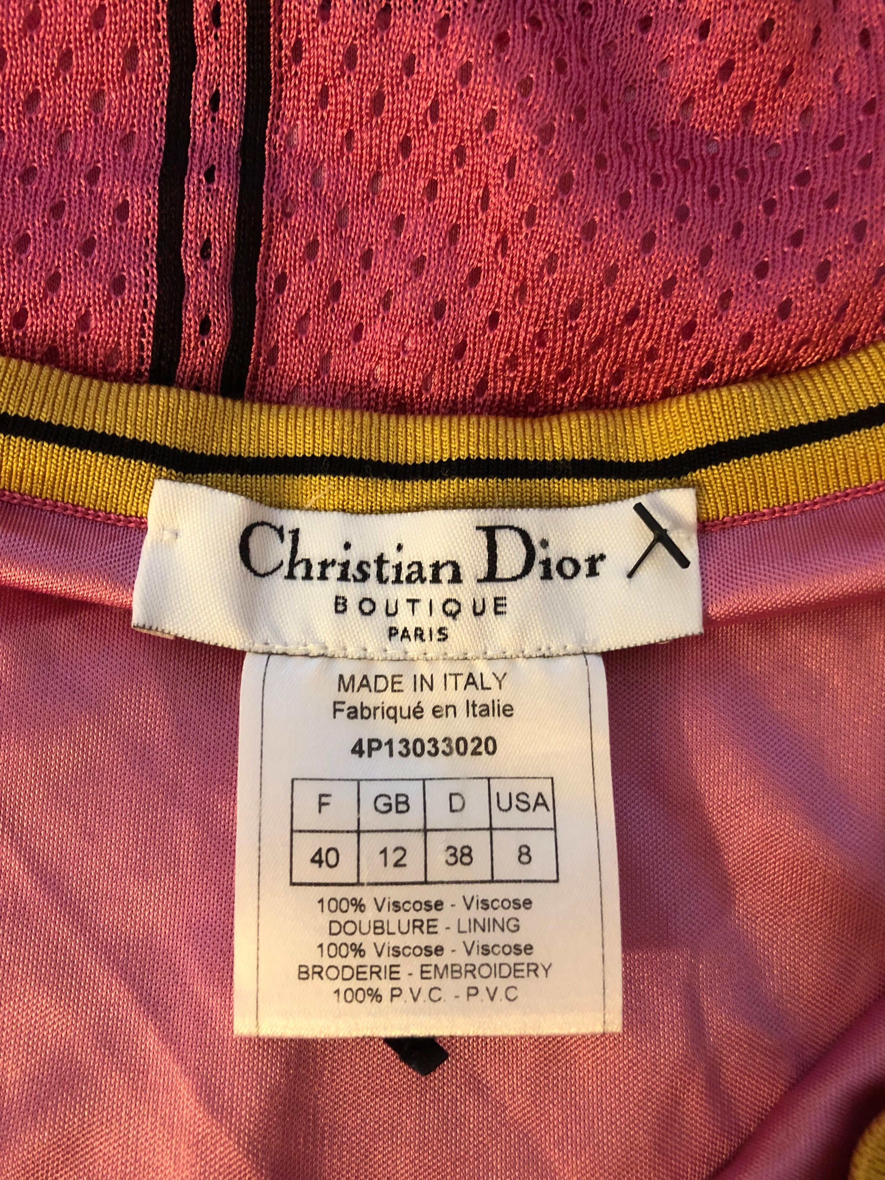 Pink Christian Dior By John Galliano F/W 2003 Knit “69” Top and Skirt 2 Piece Set
