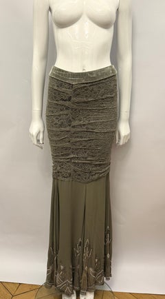 Christian Dior by John Galliano F/W 2003 lace silk beaded mermaid maxi skirt