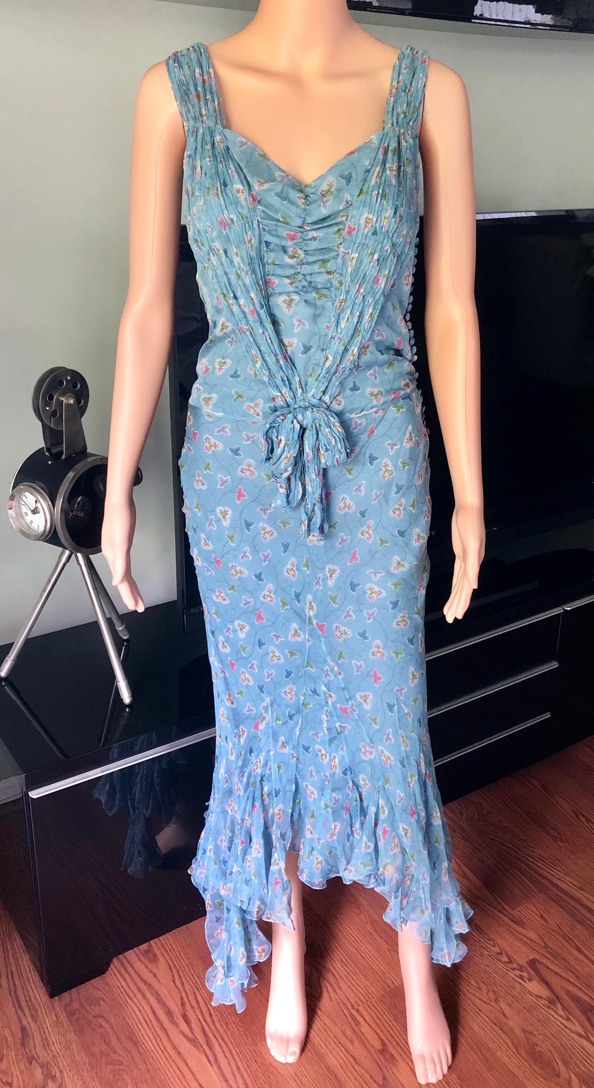 Christian Dior by John Galliano F/W 2003 Silk Floral Top and Skirt 2 Piece Set In Good Condition In Naples, FL