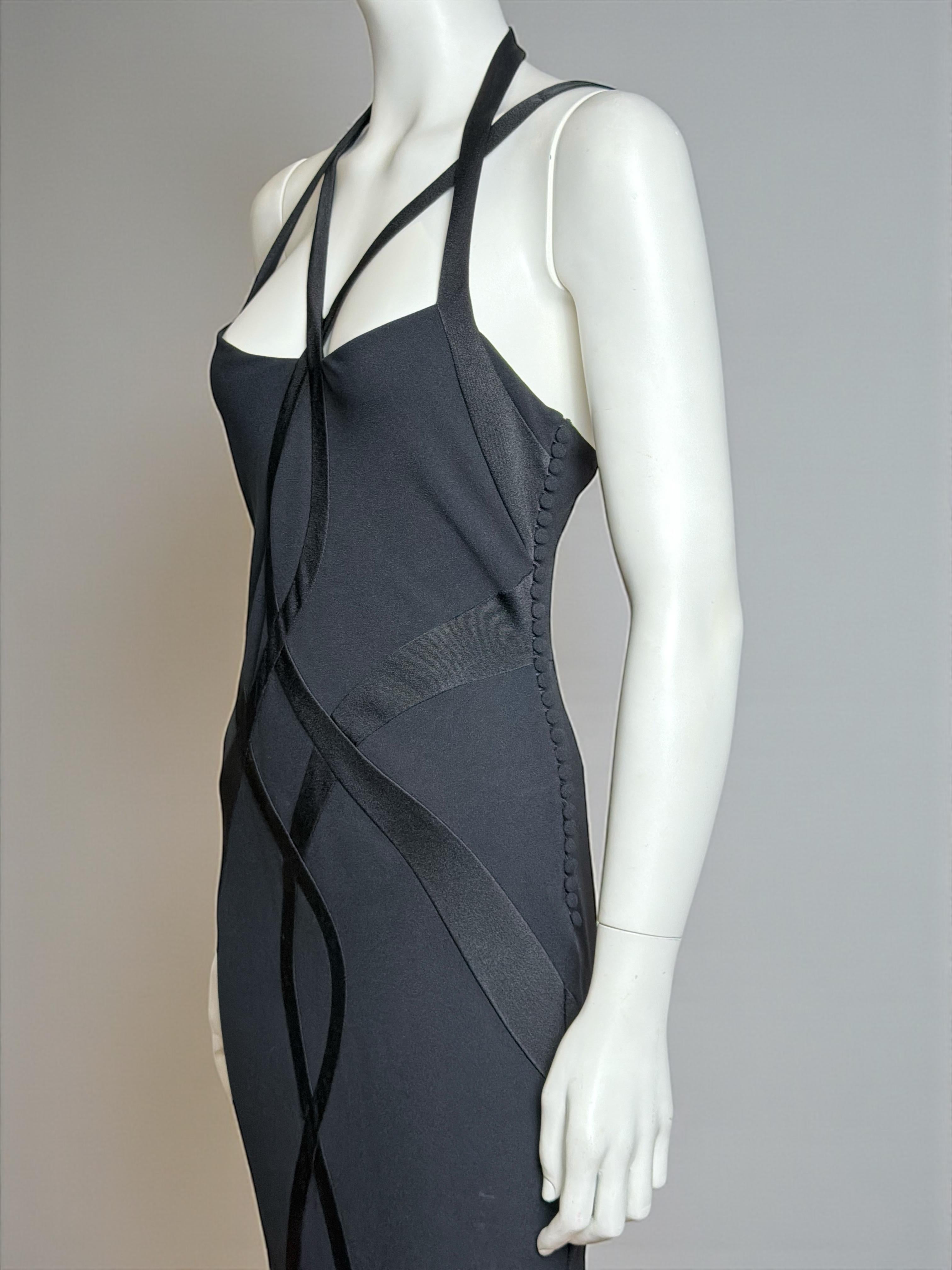 Noir Christian Dior for John Galliano for Christian Dior F/W 2004 Black Bias-Cut Evening Gown en vente