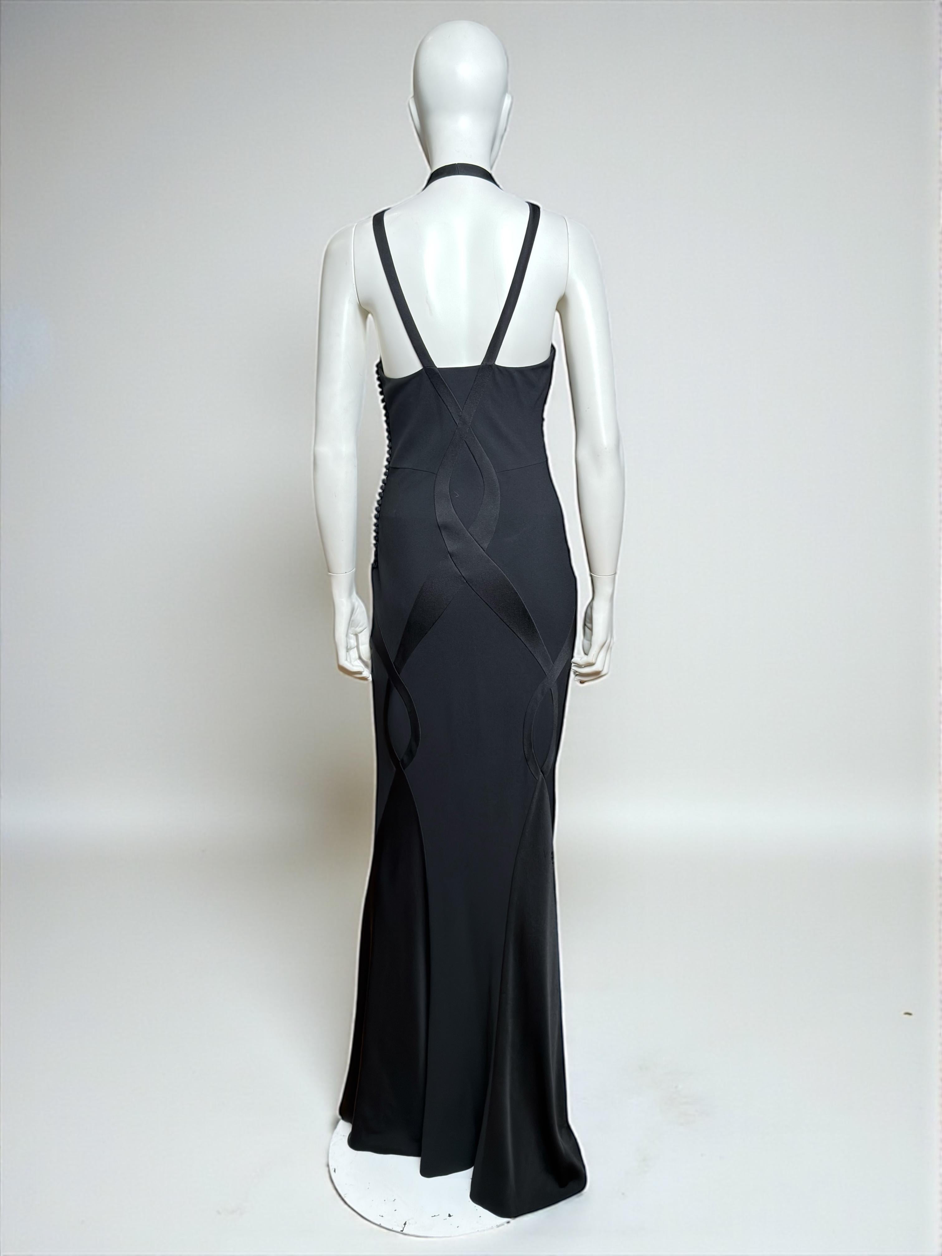 Christian Dior for John Galliano for Christian Dior F/W 2004 Black Bias-Cut Evening Gown en vente 2