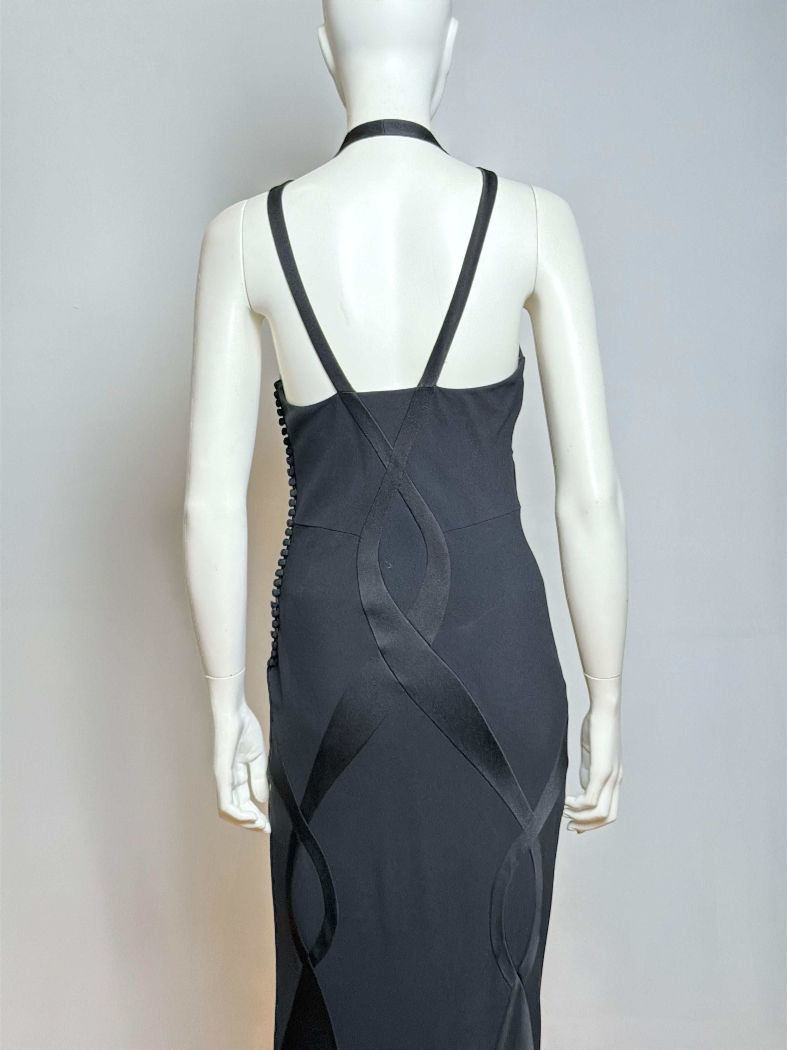 Christian Dior for John Galliano for Christian Dior F/W 2004 Black Bias-Cut Evening Gown en vente 3