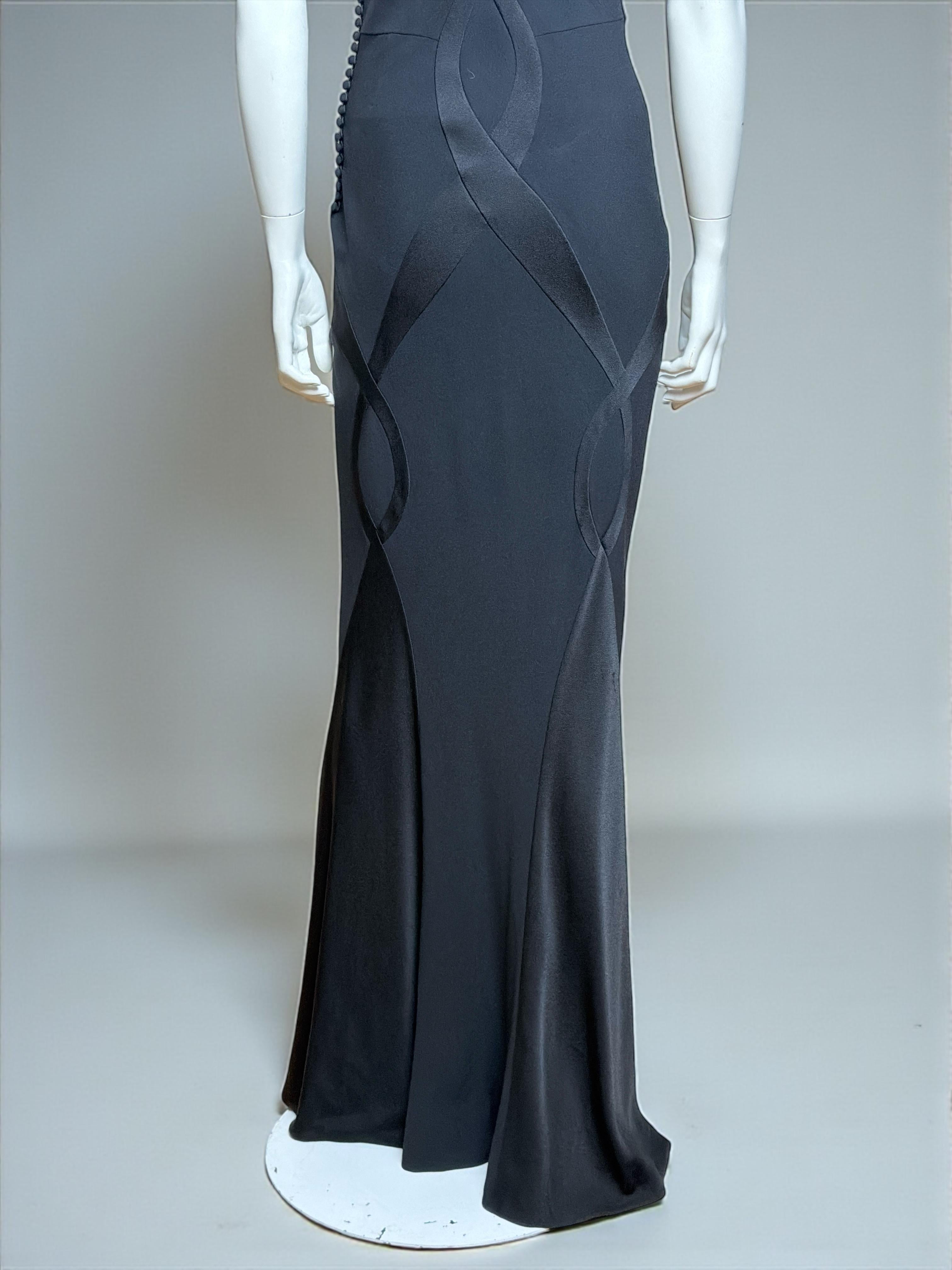 Christian Dior for John Galliano for Christian Dior F/W 2004 Black Bias-Cut Evening Gown en vente 4