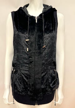 Christian Dior by John Galliano F/W 2004 black hoodie vest with rabbit fur