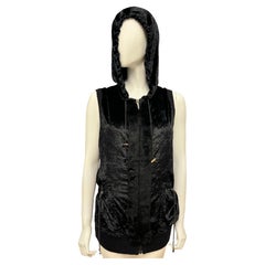 Christian Dior by John Galliano F/W 2004 black hoodie vest with rabbit fur