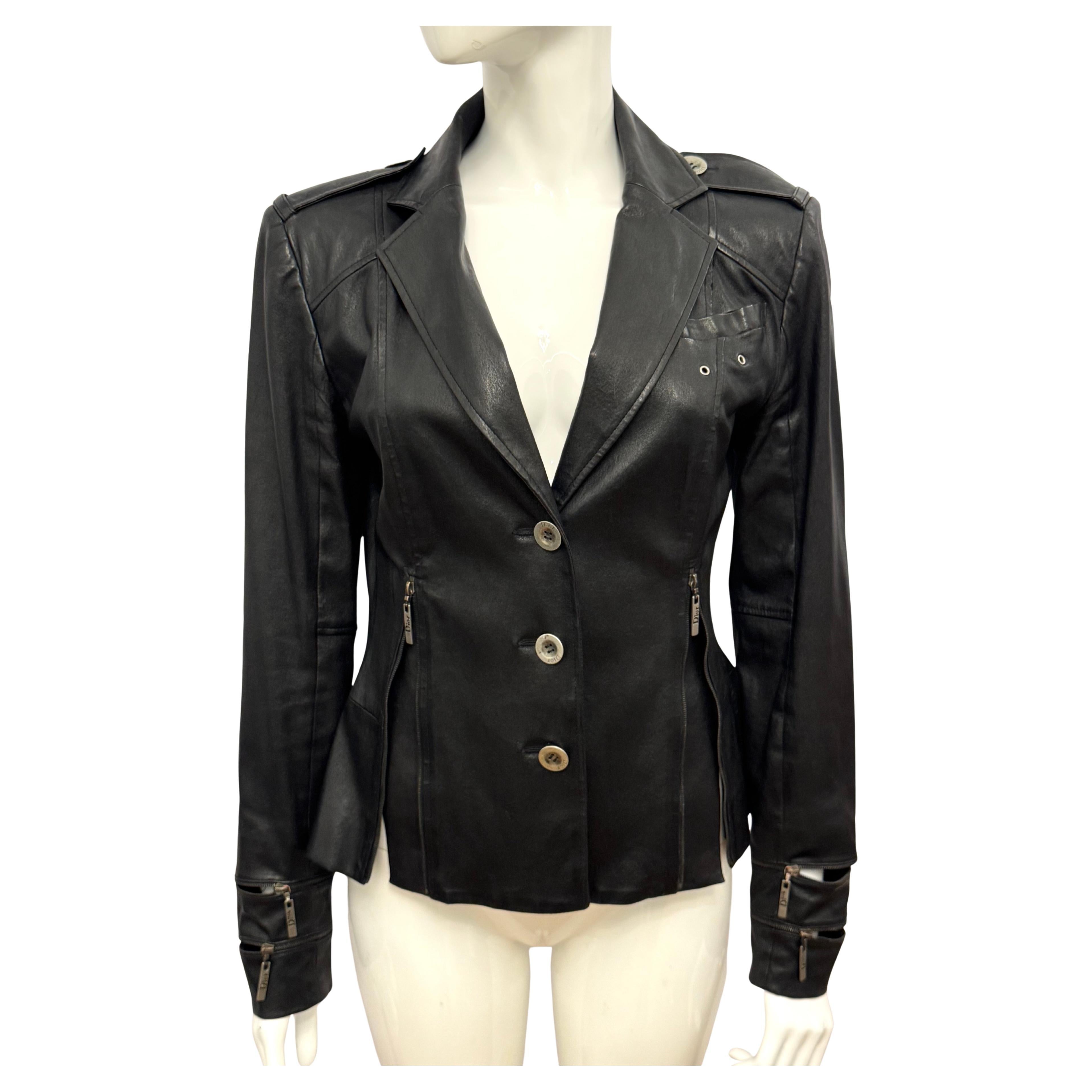 Christian Dior by John Galliano F/W 2004 black lambskin leather jacket