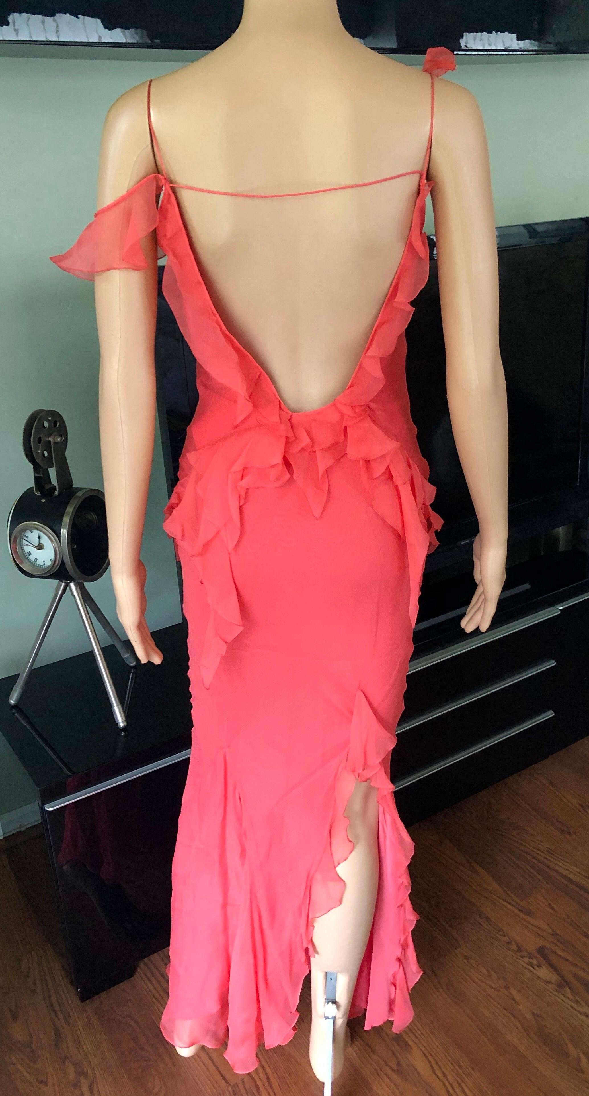 Christian Dior by John Galliano F/W 2004 Open Back Silk Evening Dress Gown FR 38
