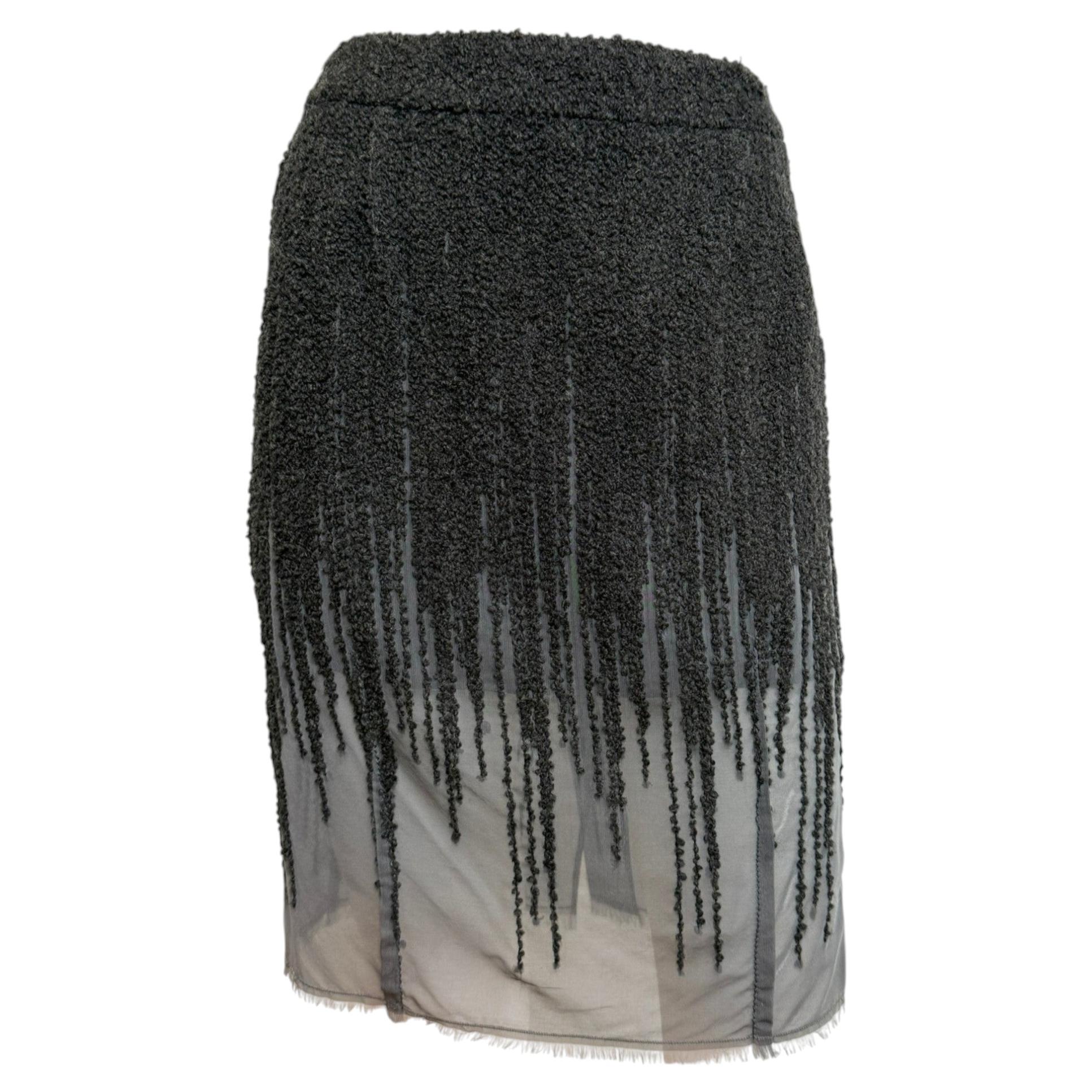 Christian Dior by John Galliano F/W 2006 Wool Boucle Fringe Skirt
