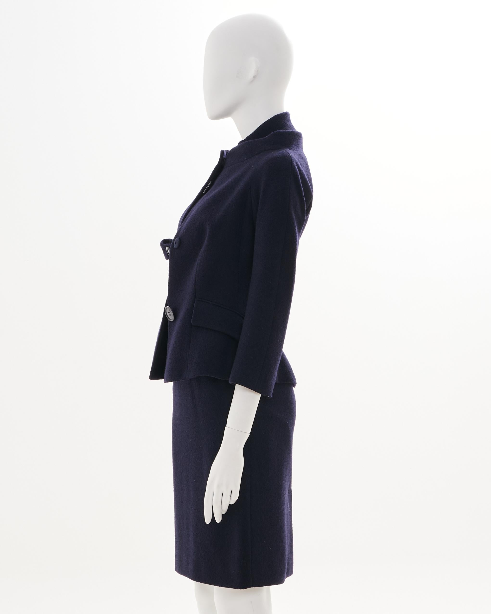 Christian Dior by John Galliano F/W 2008 Blue Bow Midi Dress & Jacket In condizioni ottime in vendita a Milano, IT