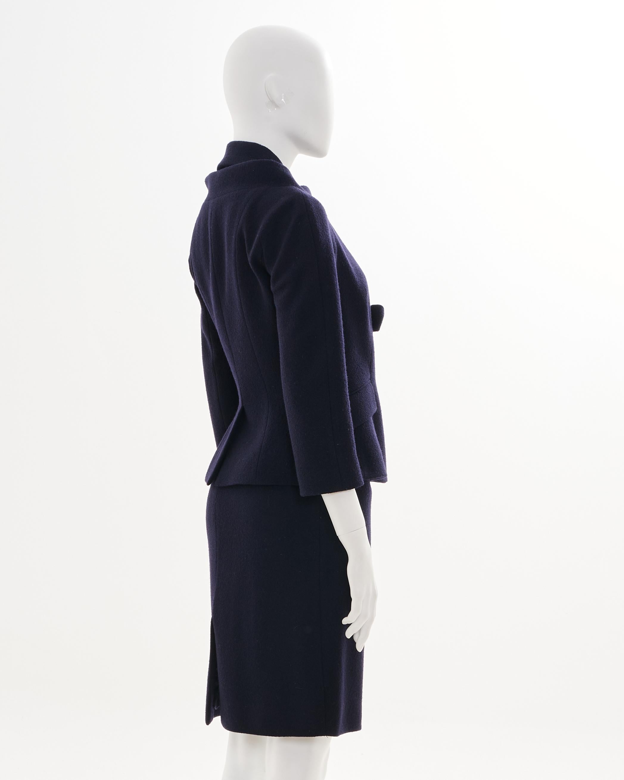 Christian Dior by John Galliano F/W 2008 Blue Bow Midi Dress & Jacket in vendita 1