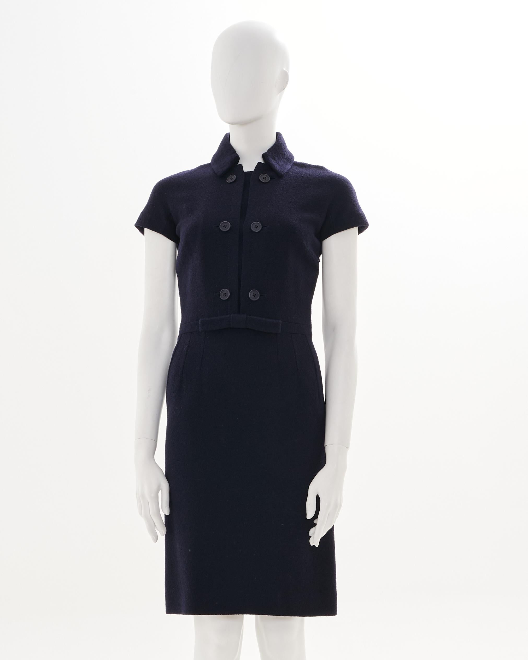Christian Dior by John Galliano F/W 2008 Blue Bow Midi Dress & Jacket in vendita 2