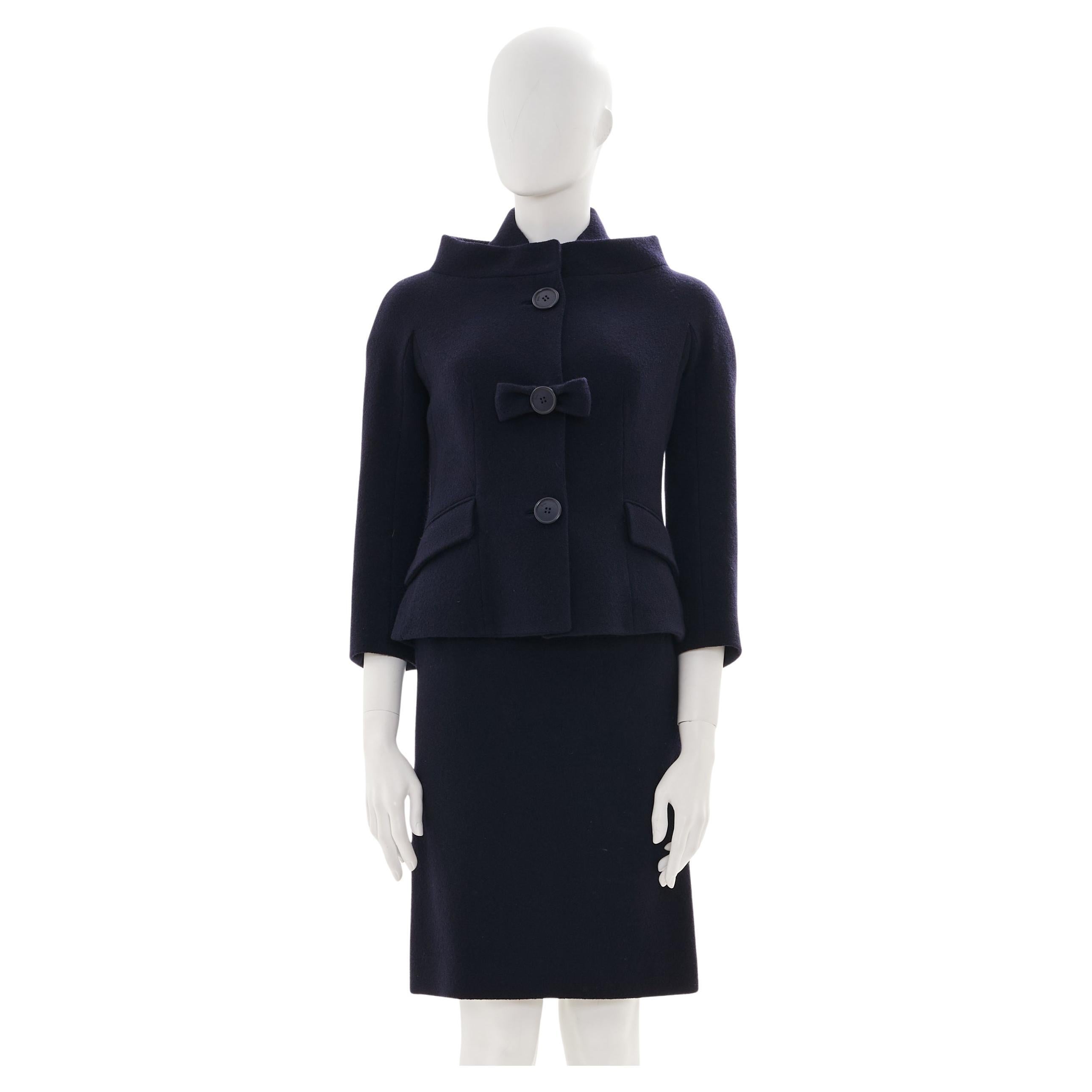 Christian Dior by John Galliano F/W 2008 Blue Bow Midi Dress & Jacket in vendita