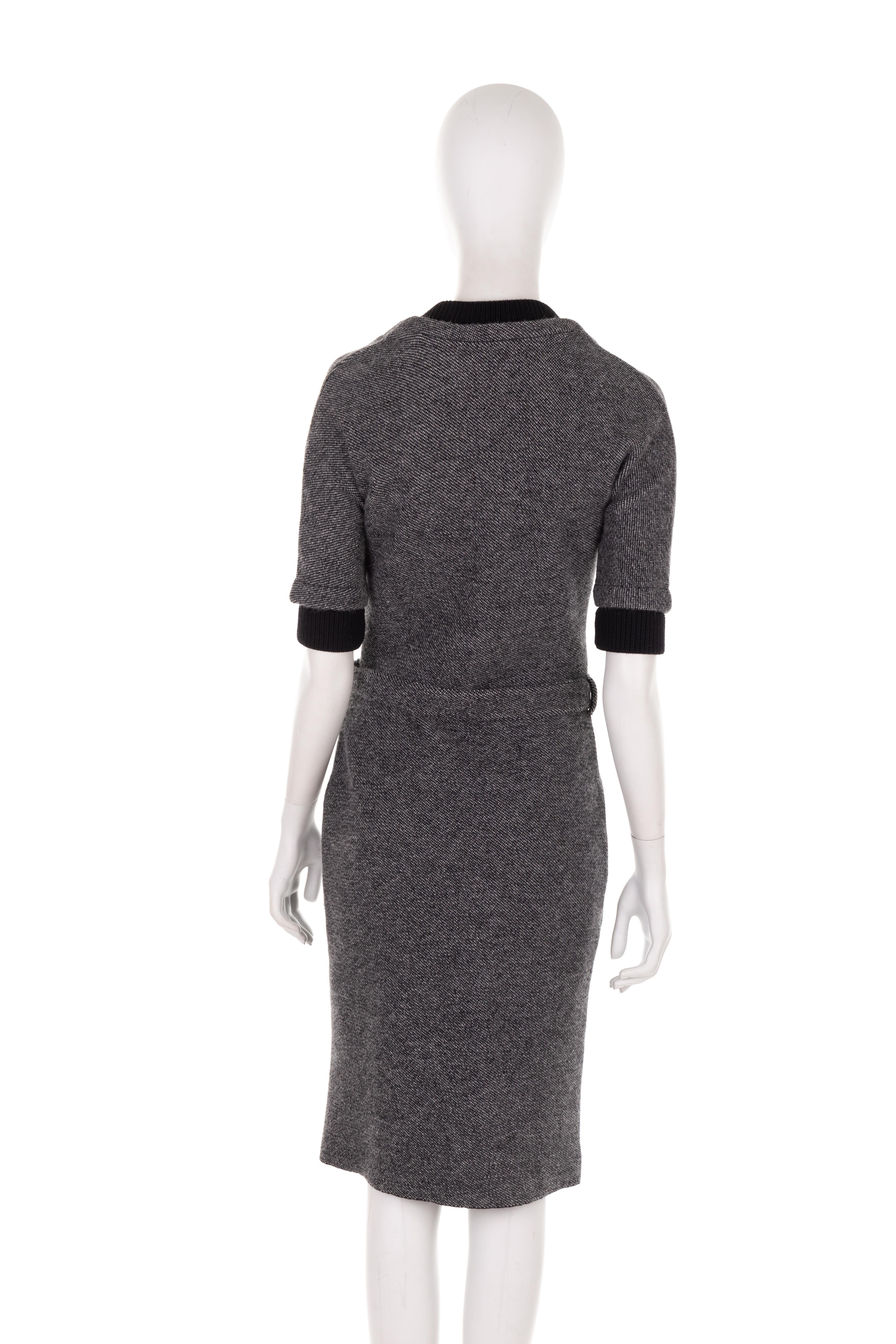 Women's Christian Dior by John Galliano F/W 2010 grey tweed button-up midi Dress For Sale