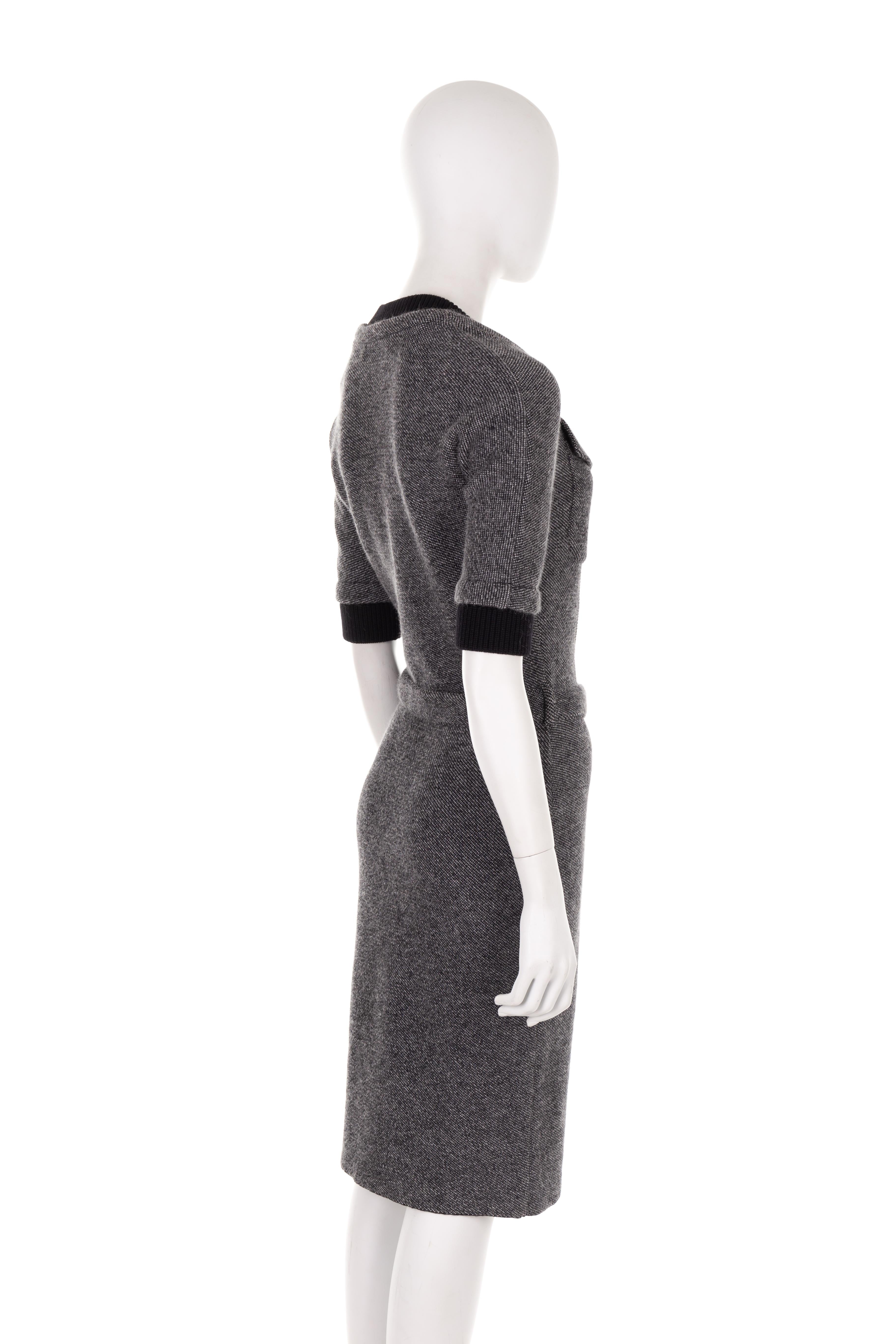 Christian Dior by John Galliano F/W 2010 grey tweed button-up midi Dress For Sale 1
