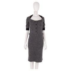 Robe midi boutonnée en tweed gris Christian Dior par John Galliano, A/H 2010