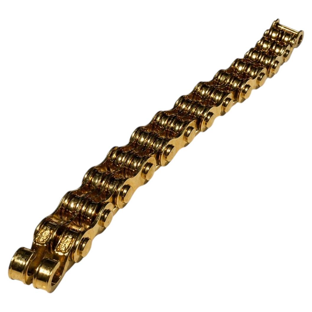 Pulsera de cadena de bicicleta chapada en oro de Christian Dior, diseñada por John Galliano, colección otoño de 2000 en venta
