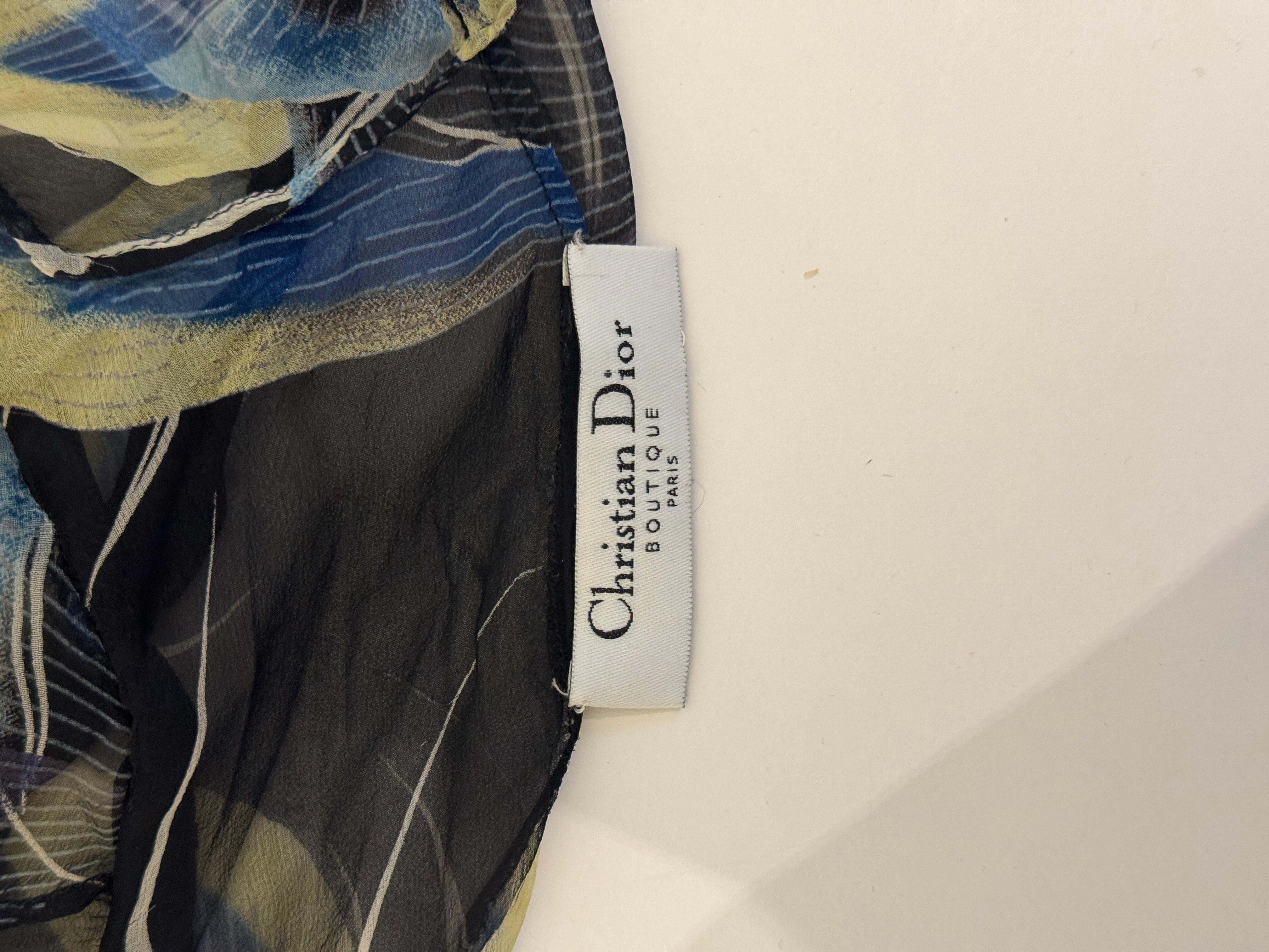 Christian Dior by John Galliano for Christian Dior Autunno 2003-04 Abito in chiffon di seta nero con volant in vendita 7
