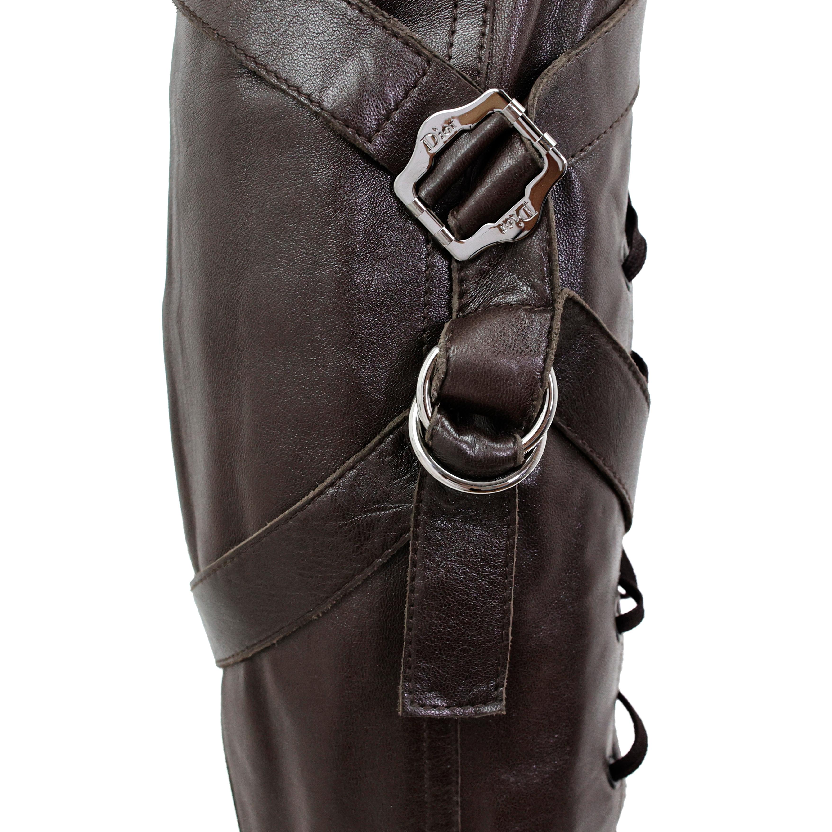 Christian Dior by John Galliano Fall 2003 Lace-up Bondage leather Pants In Excellent Condition For Sale In Bressanone, Trentino-Alto Adige