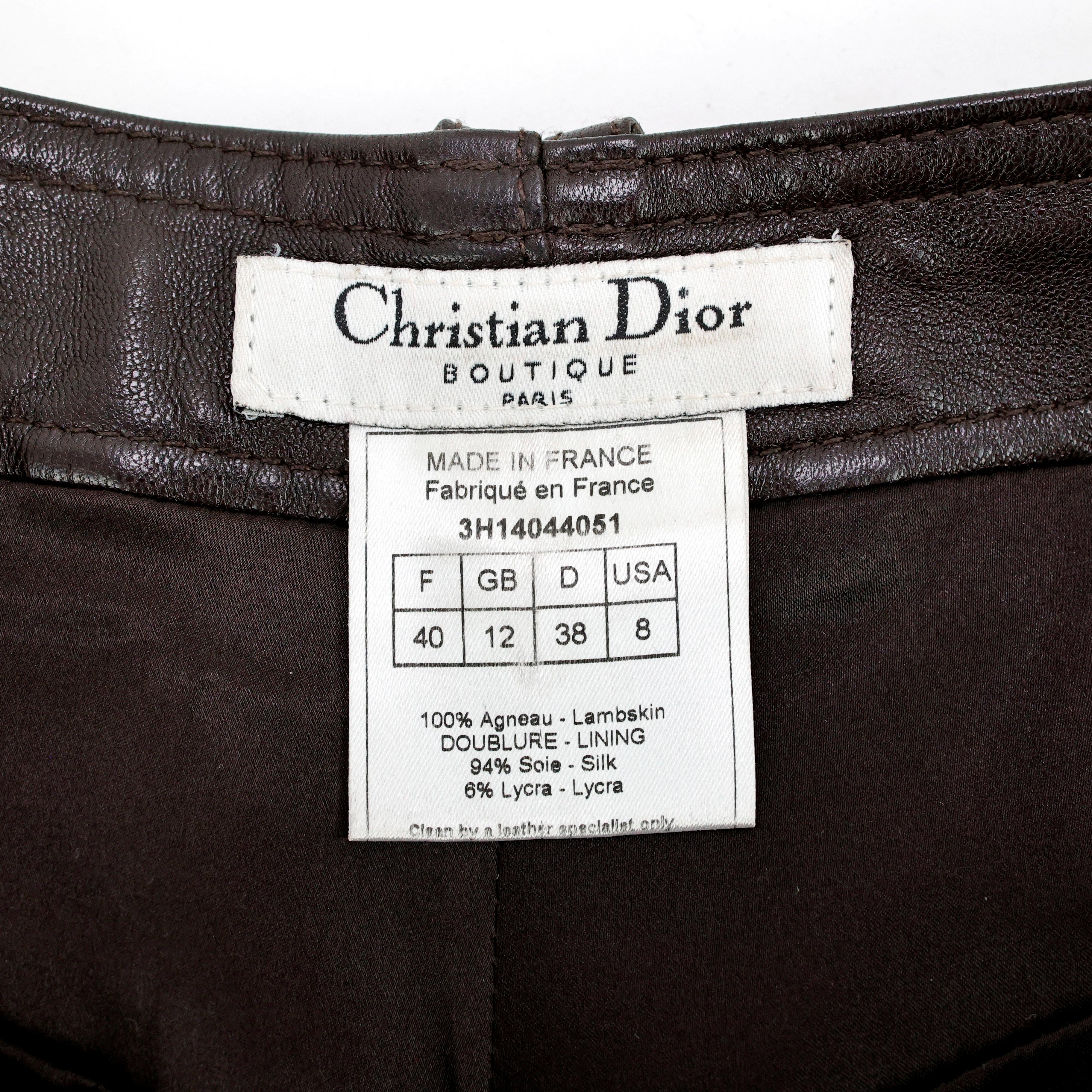 Christian Dior by John Galliano Fall 2003 Lace-up Bondage leather Pants For Sale 1