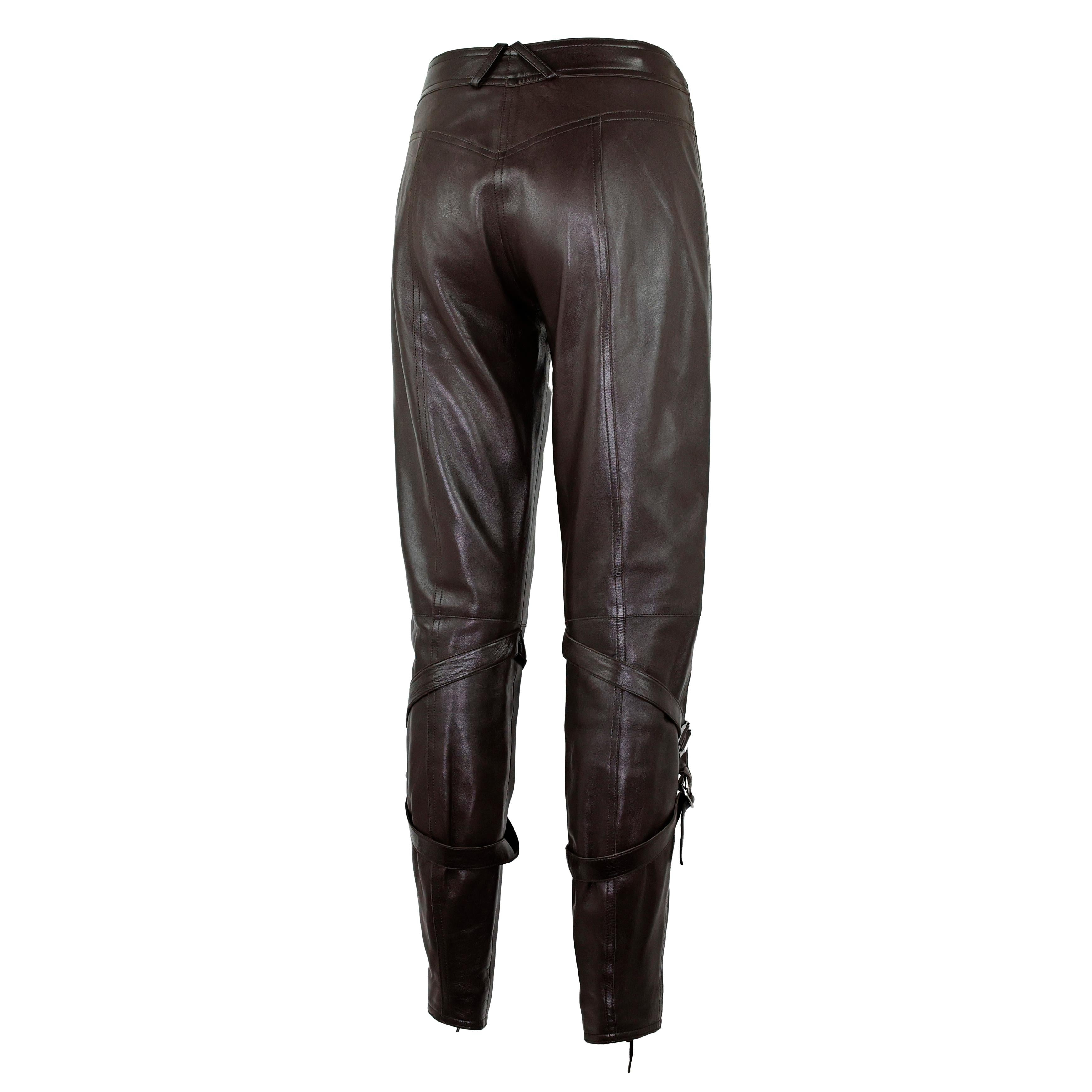 Christian Dior by John Galliano Fall 2003 Lace-up Bondage leather Pants For Sale 2