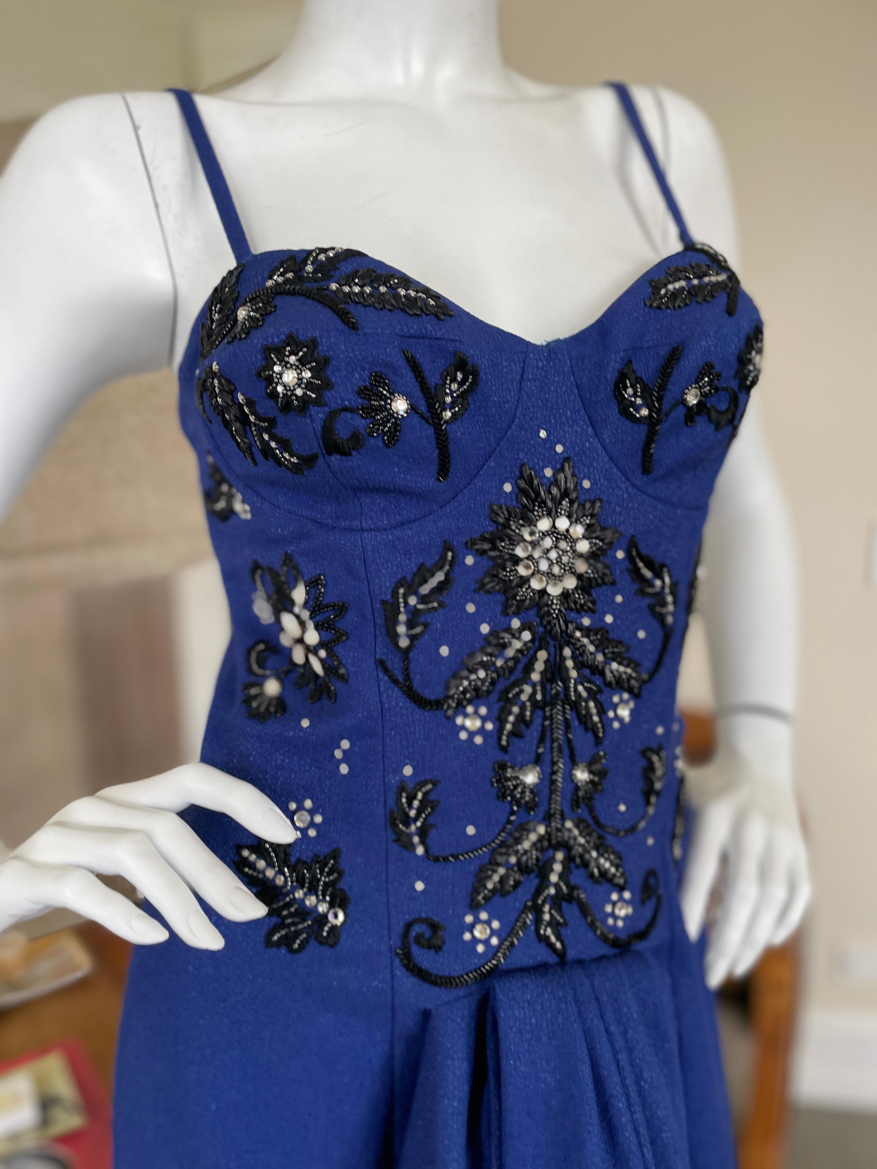 Christian Dior by John Galliano Fall 2007 Blue Dress with Crystal Details For Sale 6