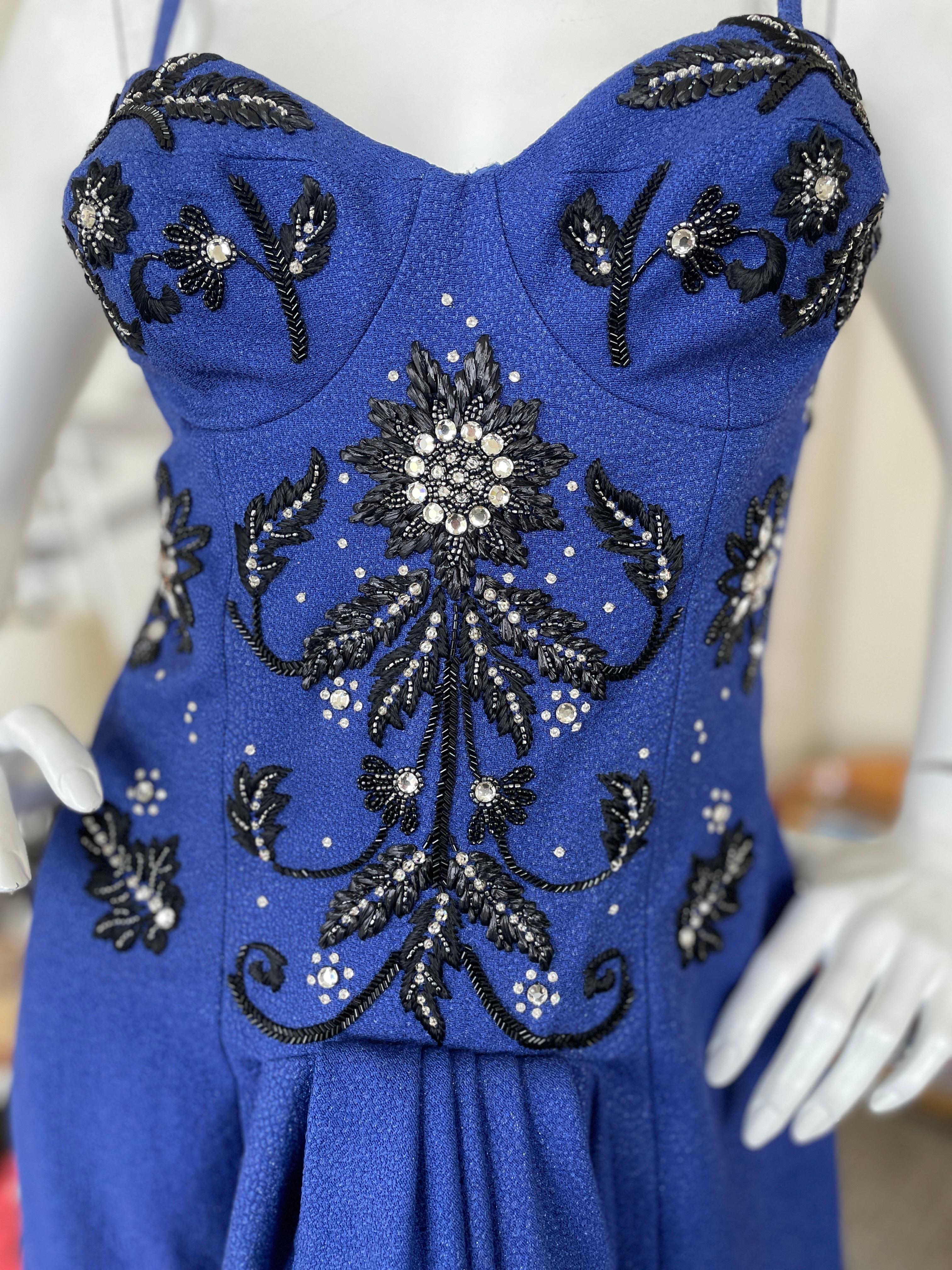 Christian Dior by John Galliano Fall 2007 Blue Dress with Crystal Details For Sale 7
