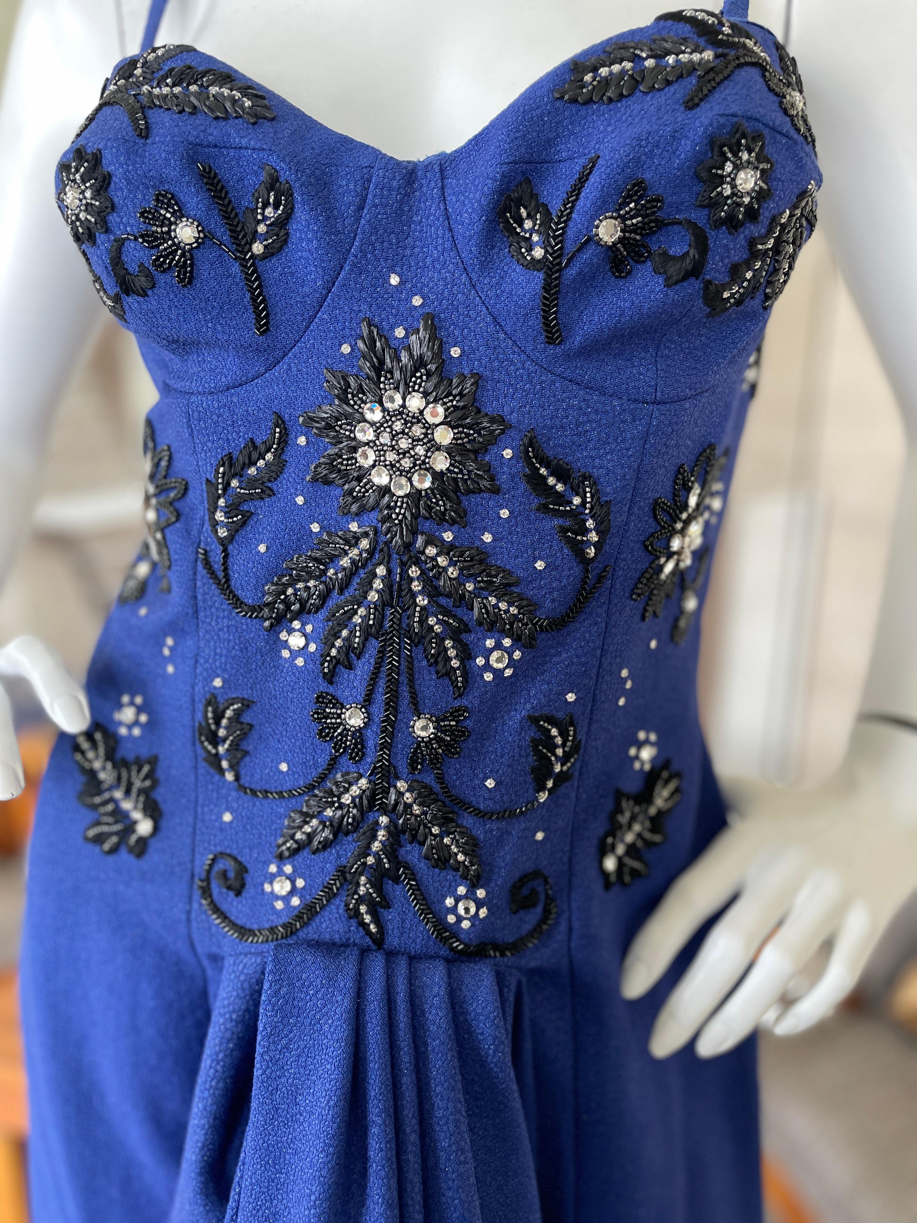 Christian Dior by John Galliano Fall 2007 Blue Dress with Crystal Details For Sale 1