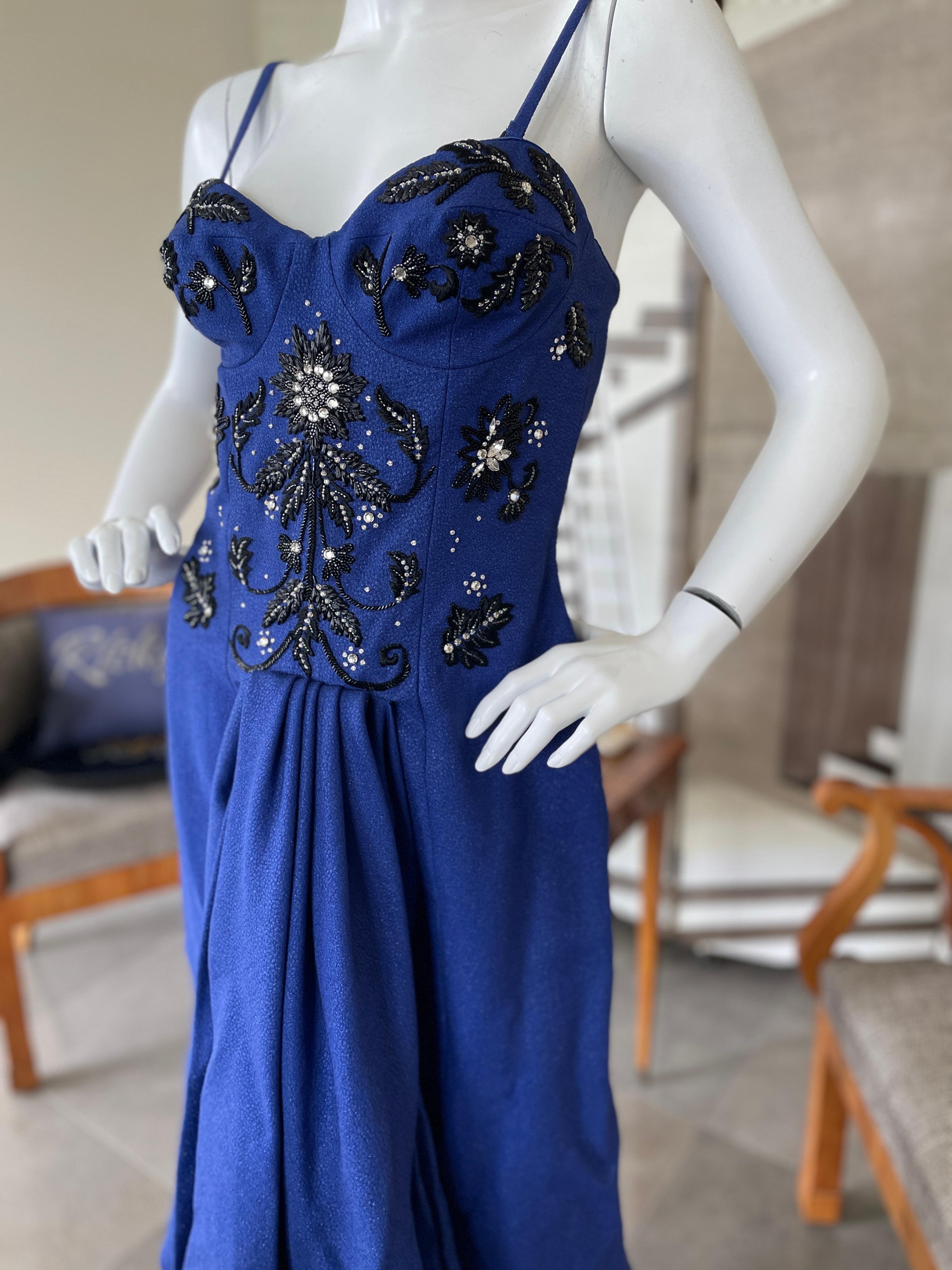 Christian Dior by John Galliano Fall 2007 Blue Dress with Crystal Details For Sale 2