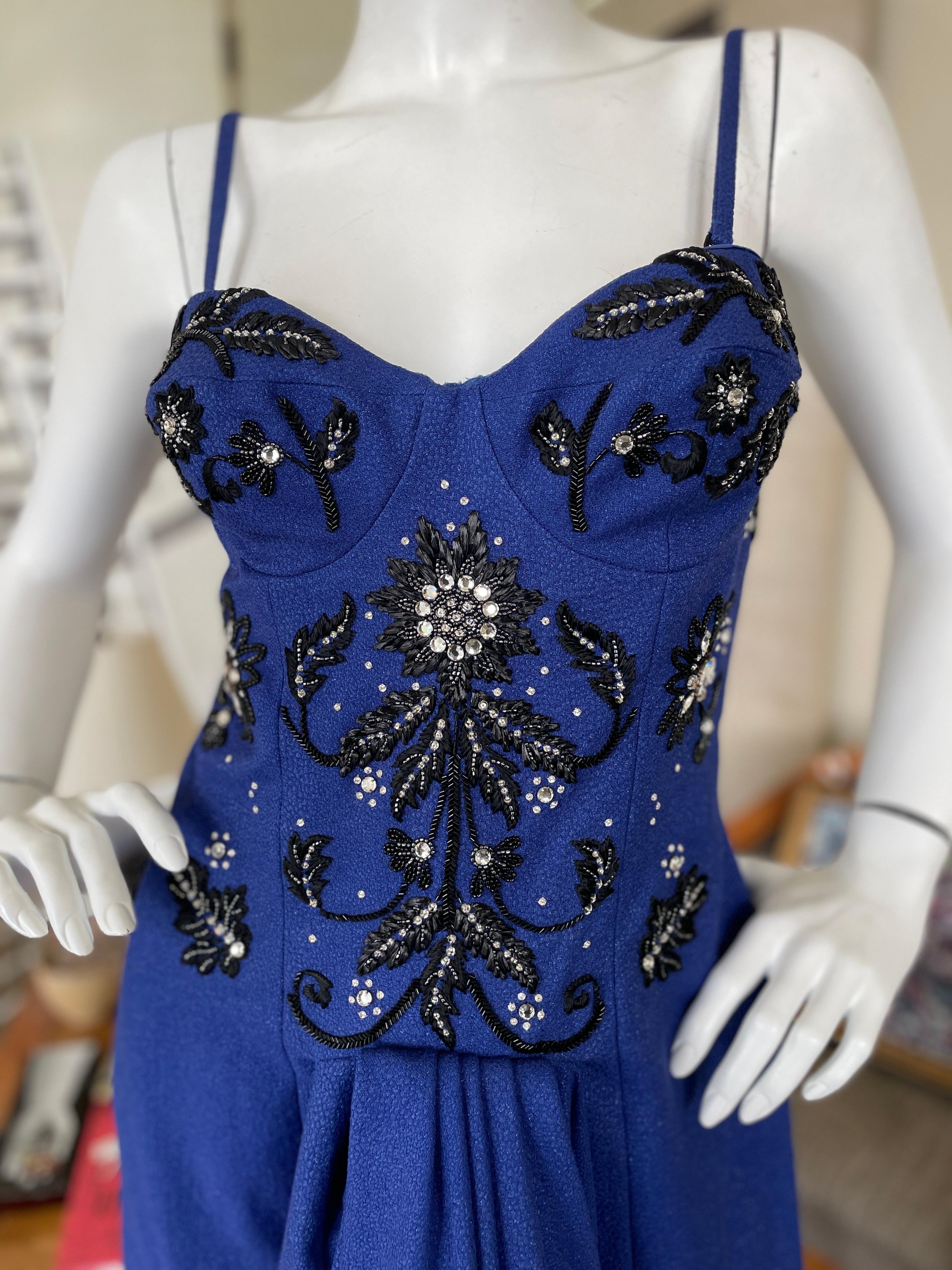 Christian Dior by John Galliano Fall 2007 Blue Dress with Crystal Details For Sale 4