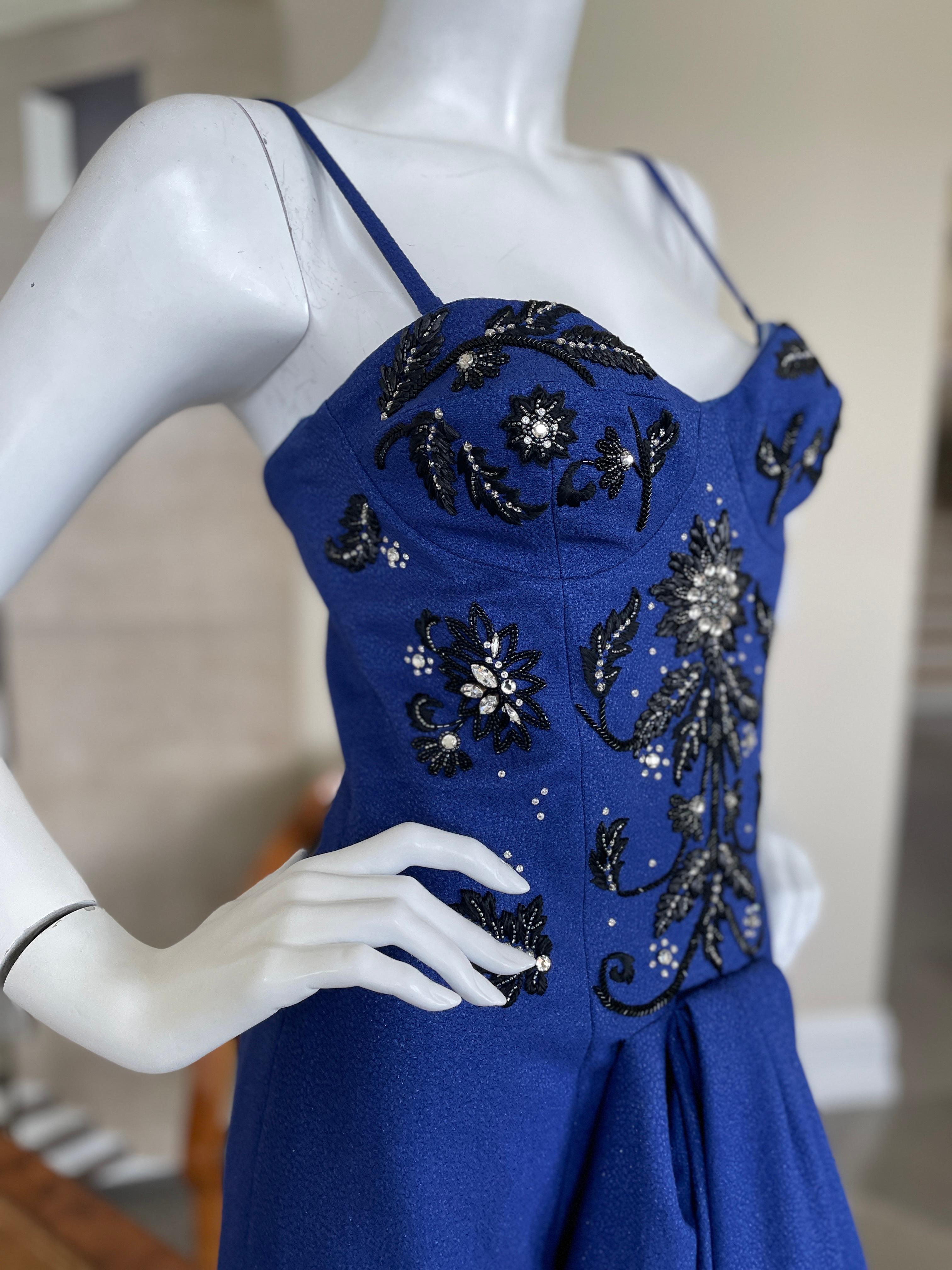 Christian Dior by John Galliano Fall 2007 Blue Dress with Crystal Details For Sale 5