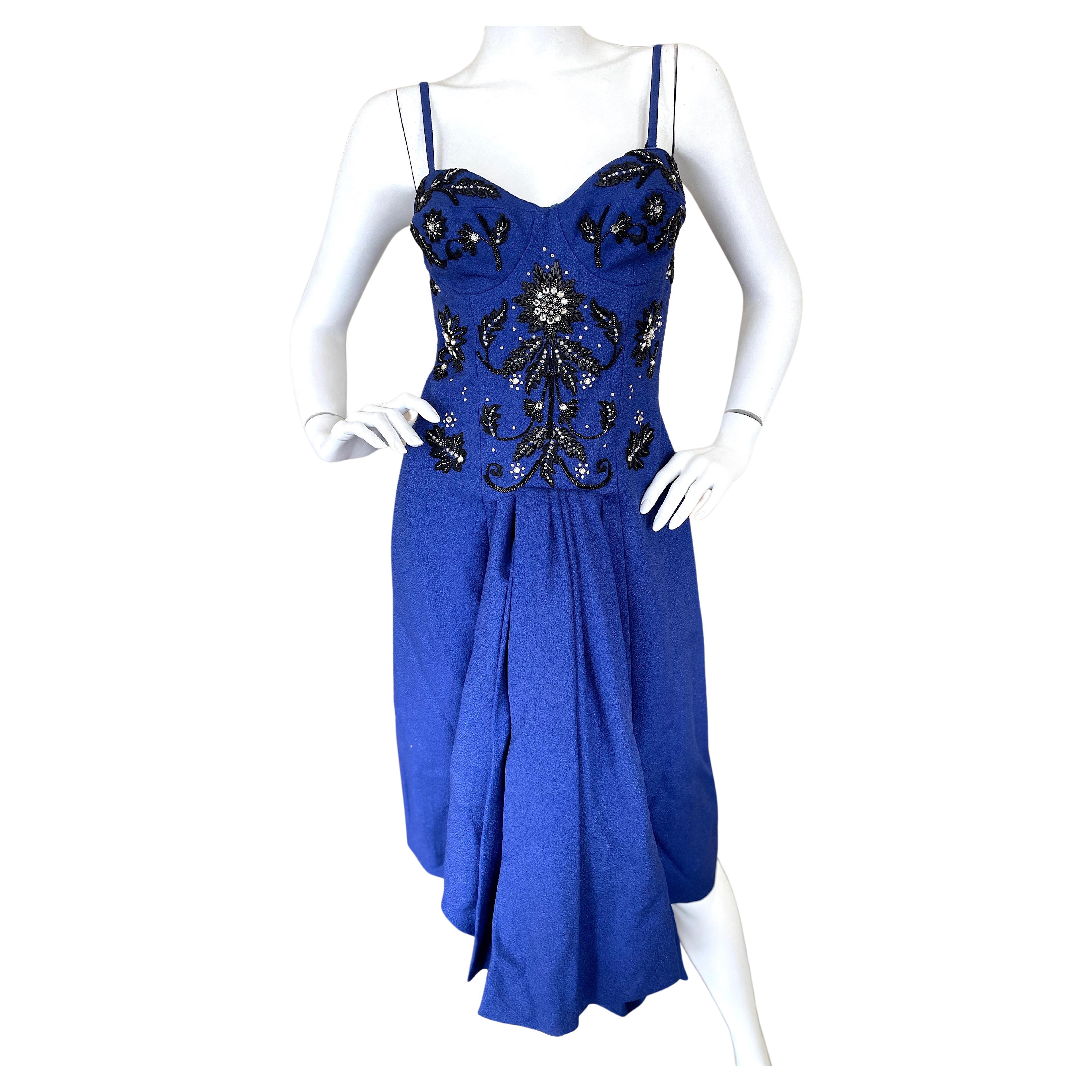 Christian Dior by John Galliano Fall 2007 Blue Dress with Crystal Details For Sale