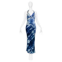 Christian Dior by John Galliano Fall/Winter 2000 blue tie-dye velvet Dress