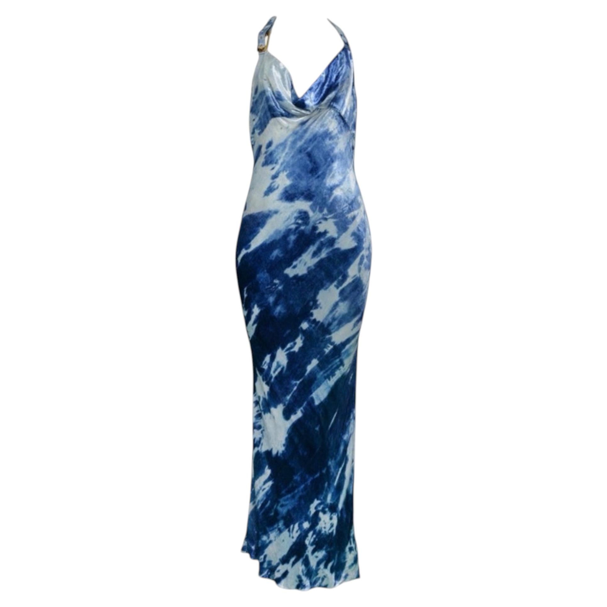 Christian Dior by John Galliano Fall/Winter 2000 blue tie-dye velvet Dress