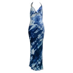 Christian Dior by John Galliano Fall/Winter 2000 blue tie-dye velvet Dress