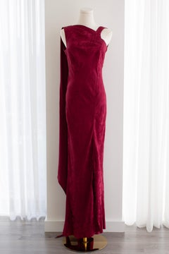 Christian Dior by John Galliano Fall/Winter 2001 Bias Cut Burgundy Jacquard Gown