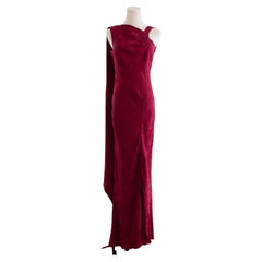 Christian Dior by John Galliano Fall/Winter 2001 Bias Cut Burgundy Jacquard Gown