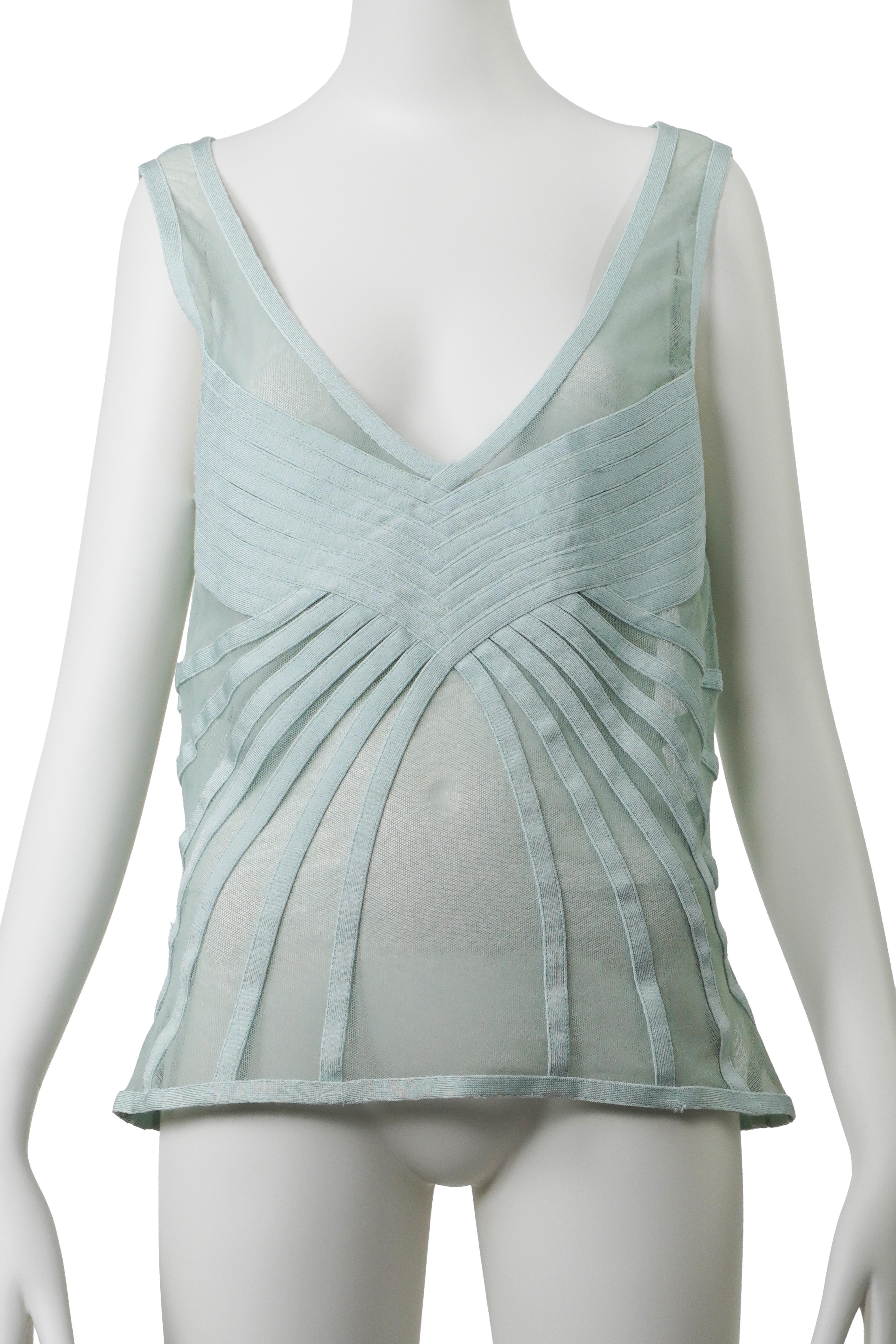 CHRISTIAN DIOR by JOHN GALLIANO Otoño Invierno 2004 Top Art Déco Transparente Gris en venta