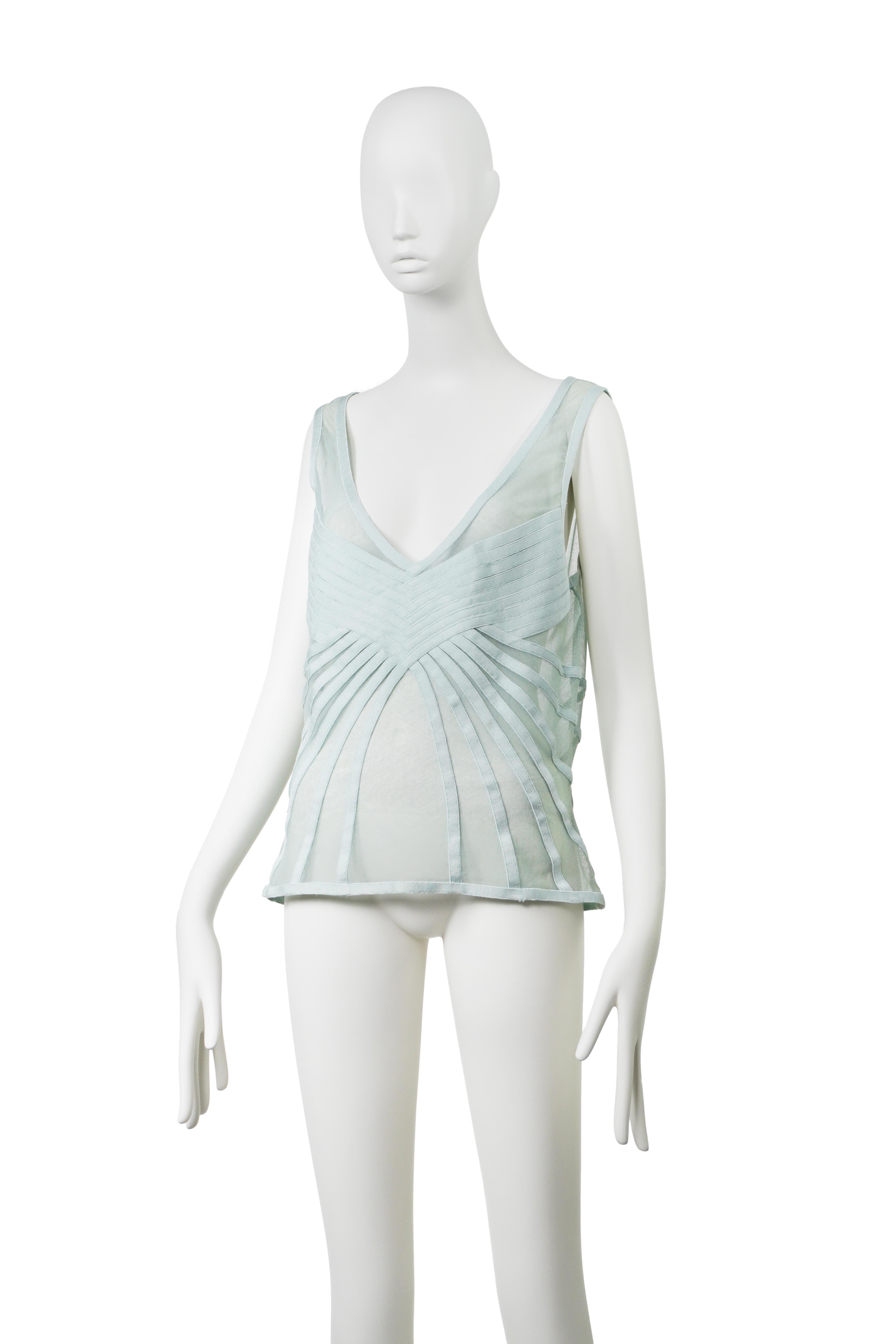 CHRISTIAN DIOR by JOHN GALLIANO Otoño Invierno 2004 Top Art Déco Transparente en Excelente estado para la venta en Berlin, BE