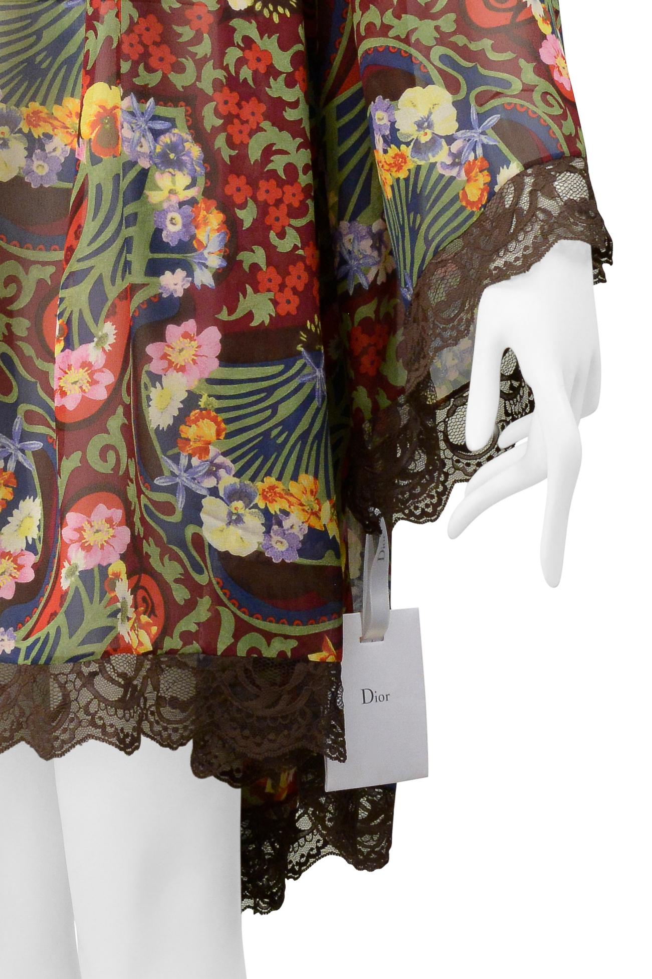 Christian Dior By John Galliano Fan Print Silk & Lace Dress 2005 4