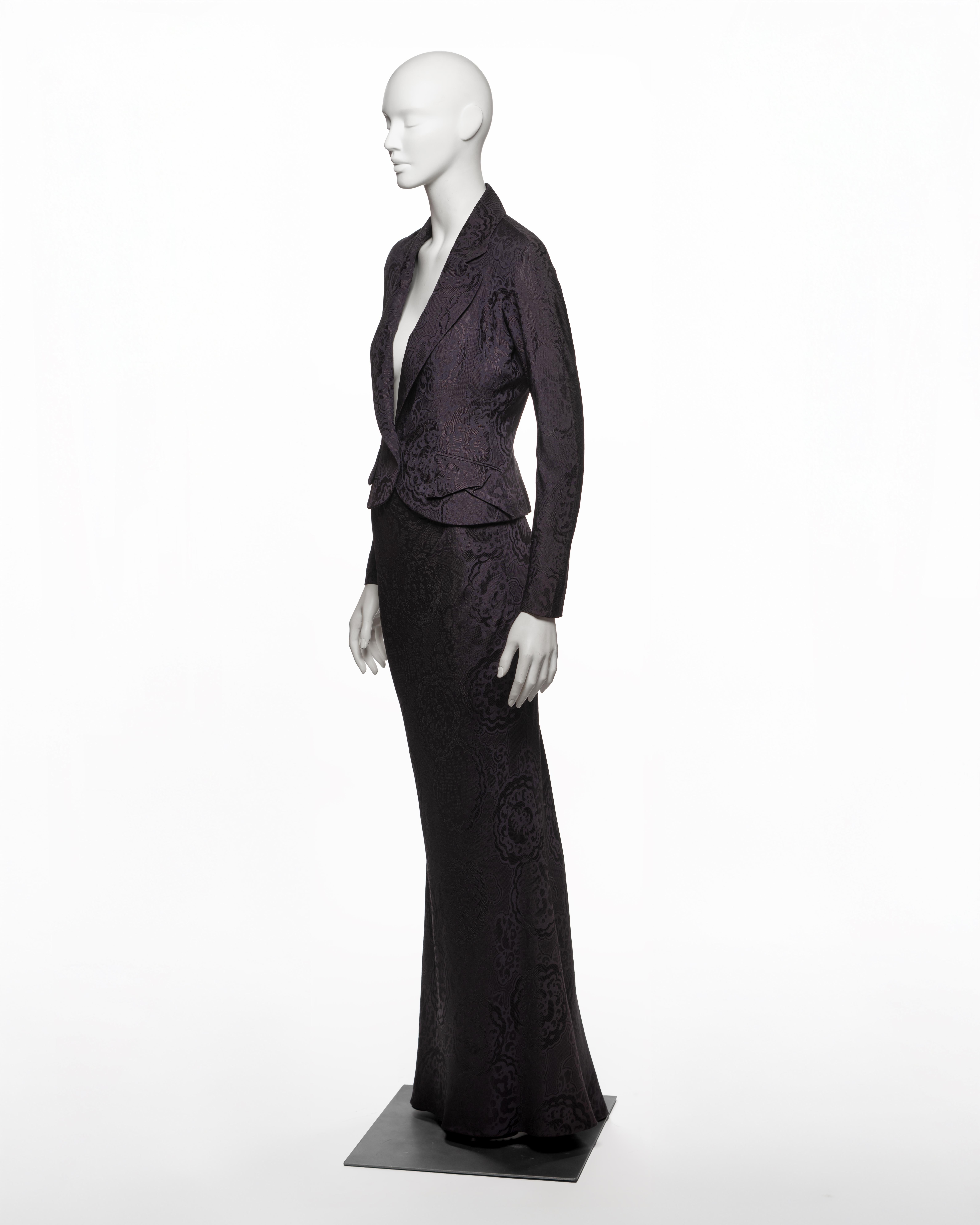 Christian Dior by John Galliano Fitted Damask Floor Length Skirt Suit, SS 1999 For Sale 5