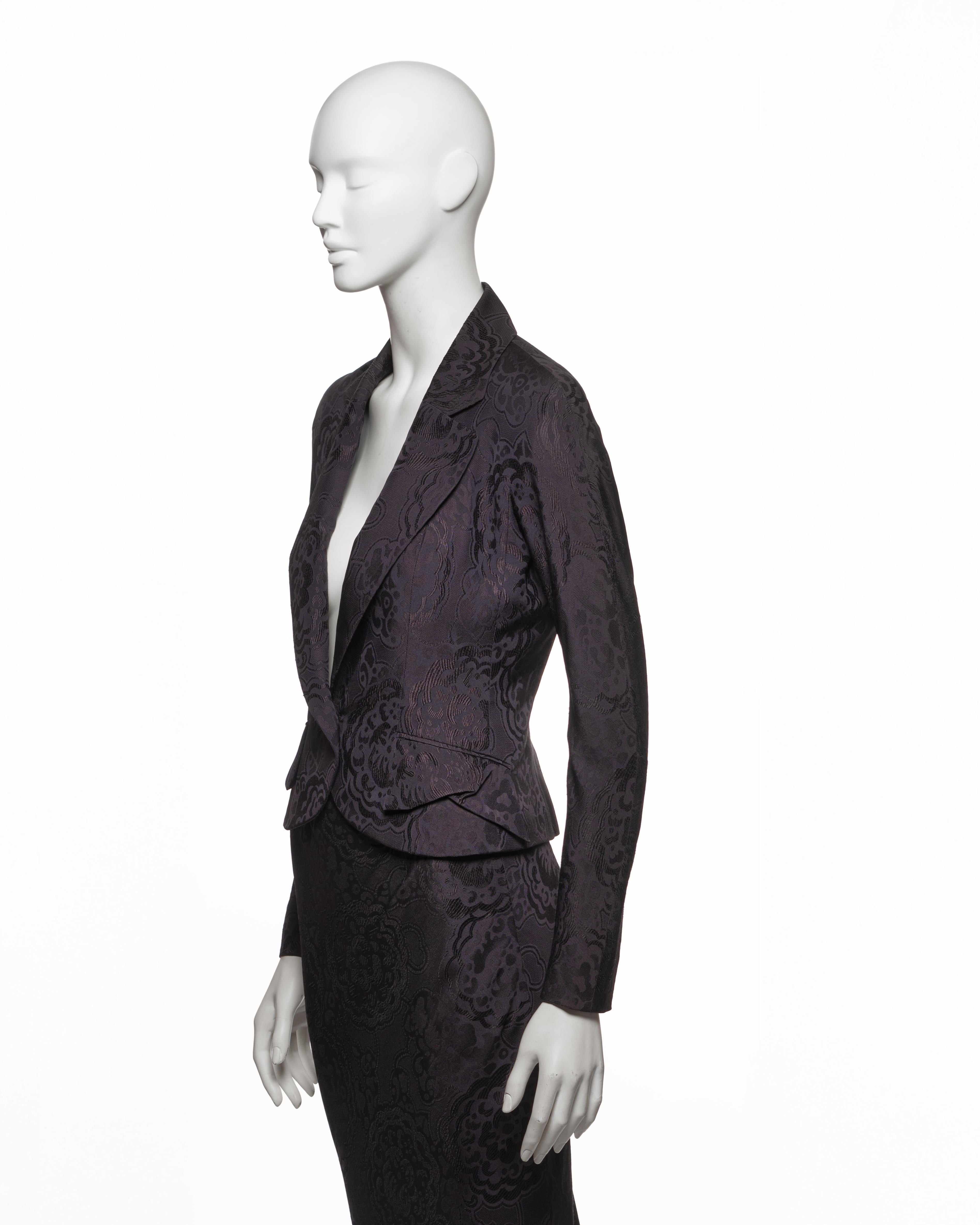 Christian Dior by John Galliano Fitted Damask Floor Length Skirt Suit, SS 1999 For Sale 6