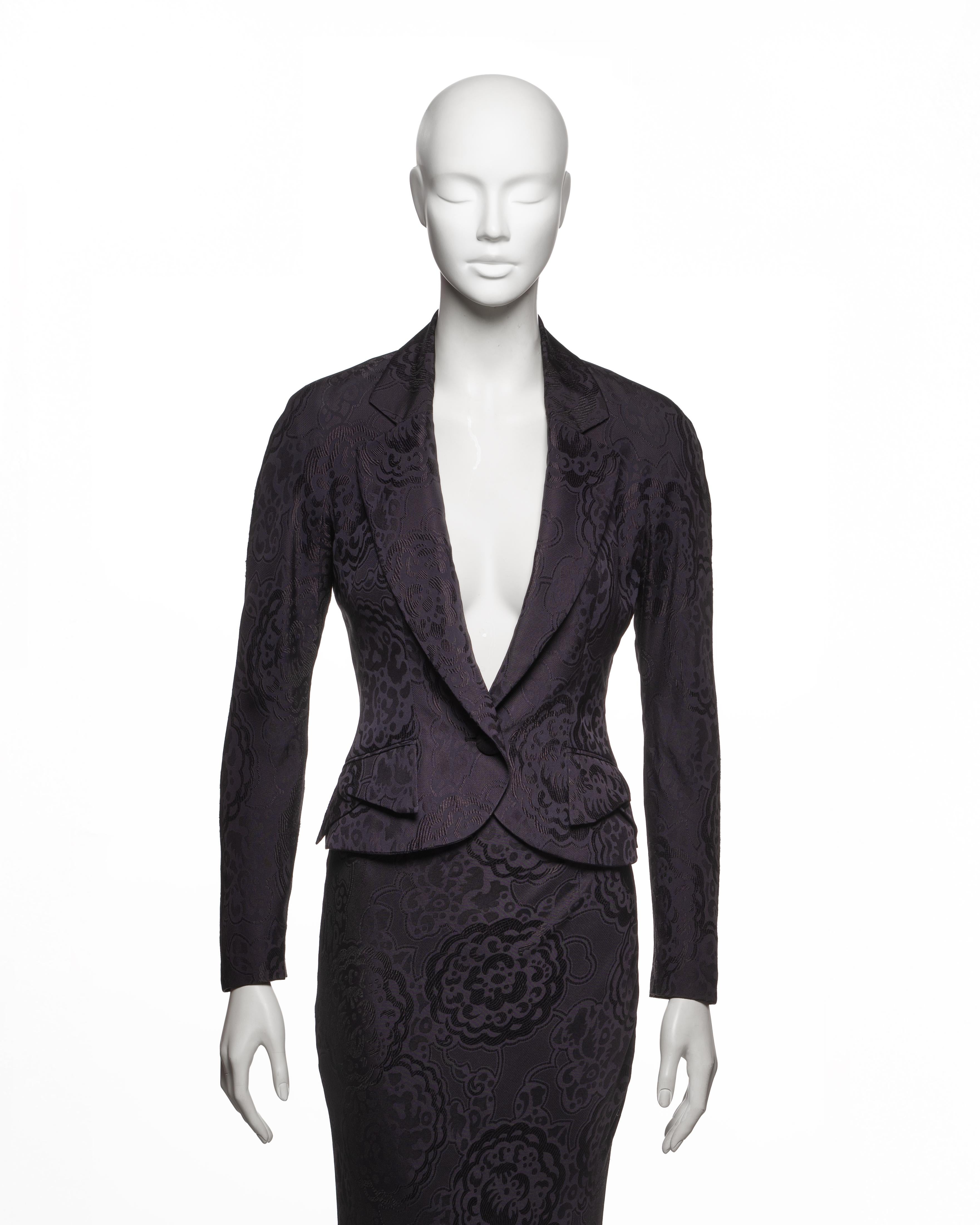 Christian Dior by John Galliano Fitted Damask Floor Length Skirt Suit, SS 1999 In Good Condition For Sale In London, GB