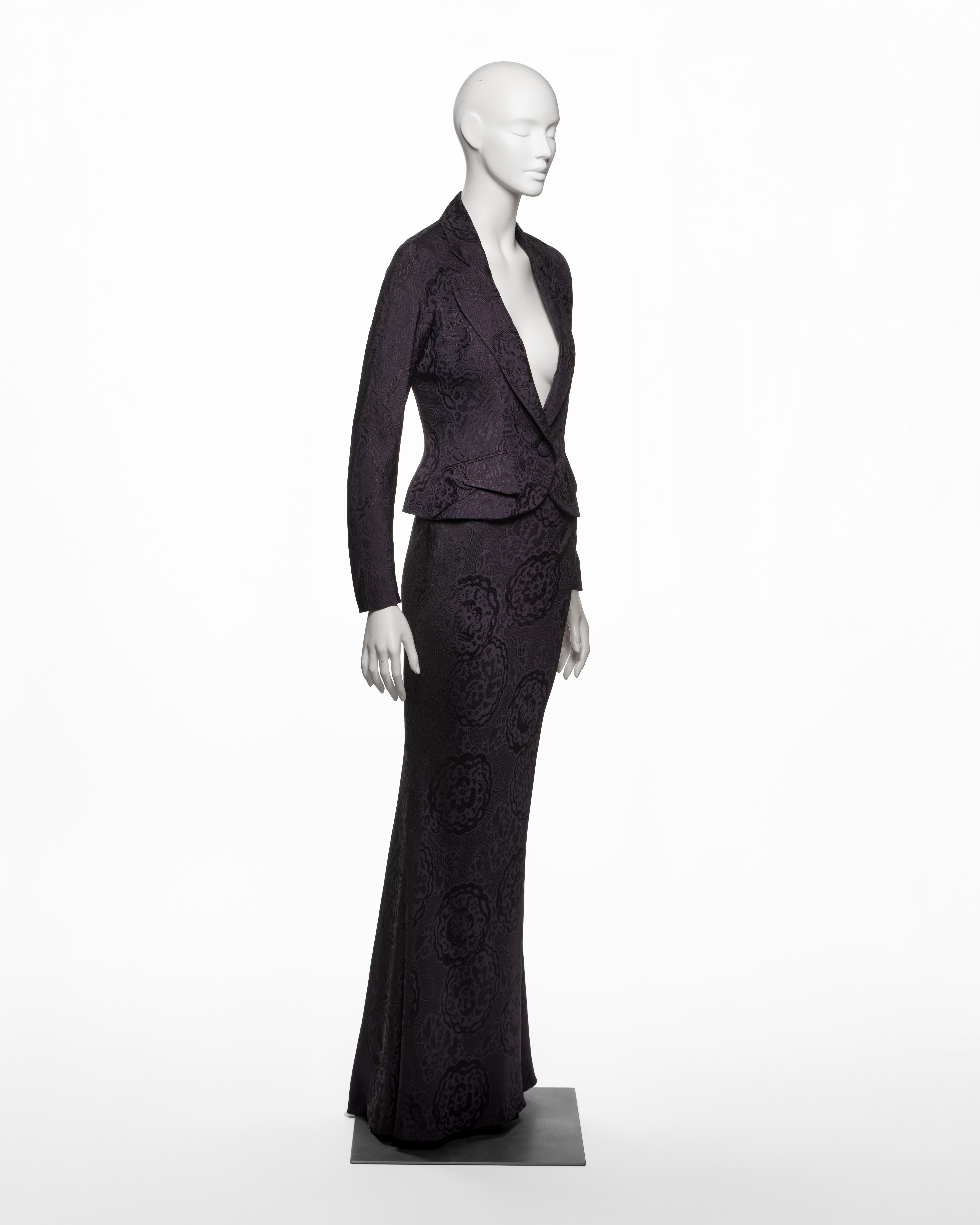 Women's Christian Dior by John Galliano Fitted Damask Floor Length Skirt Suit, SS 1999 For Sale