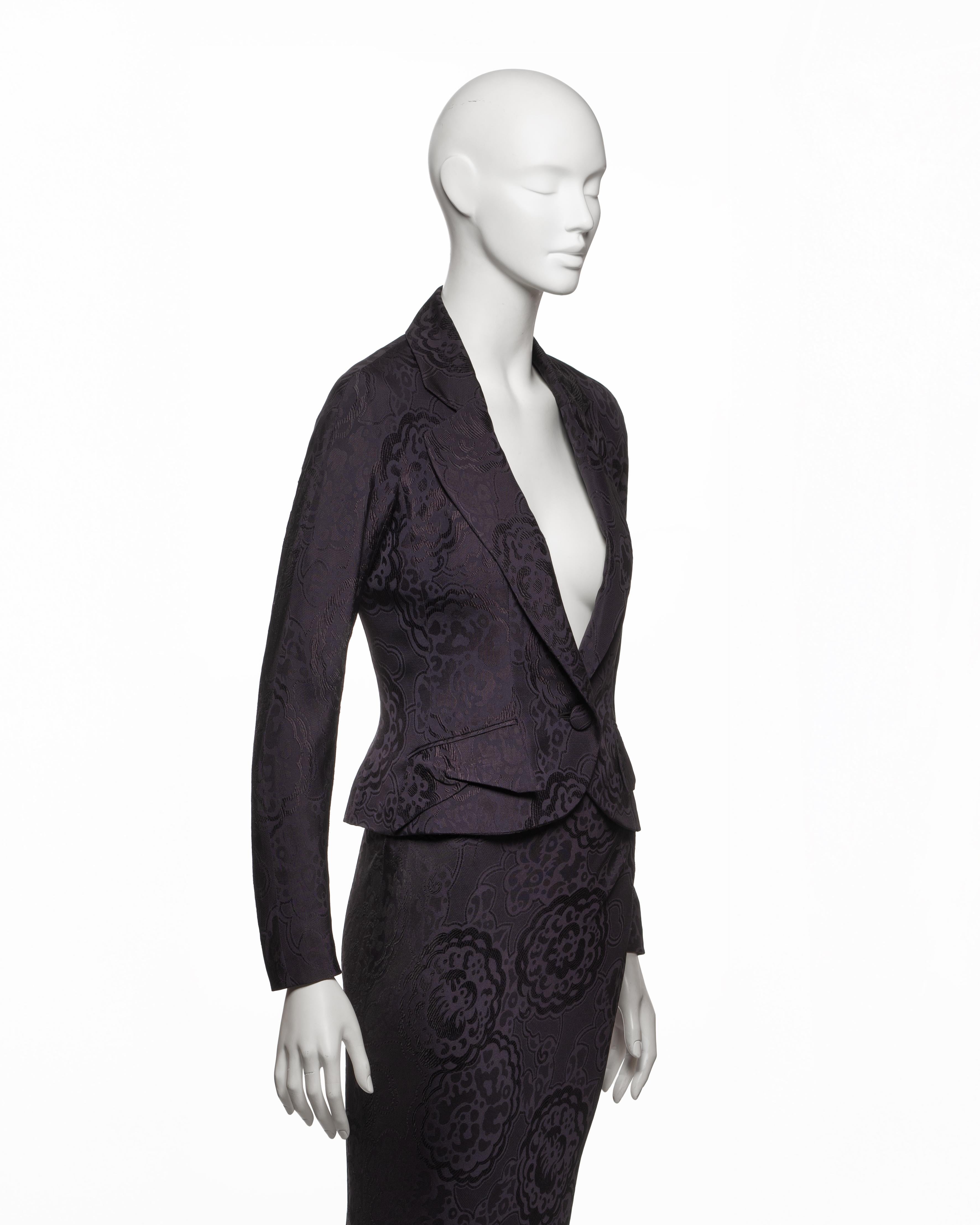 Christian Dior by John Galliano Fitted Damask Floor Length Skirt Suit, SS 1999 For Sale 1